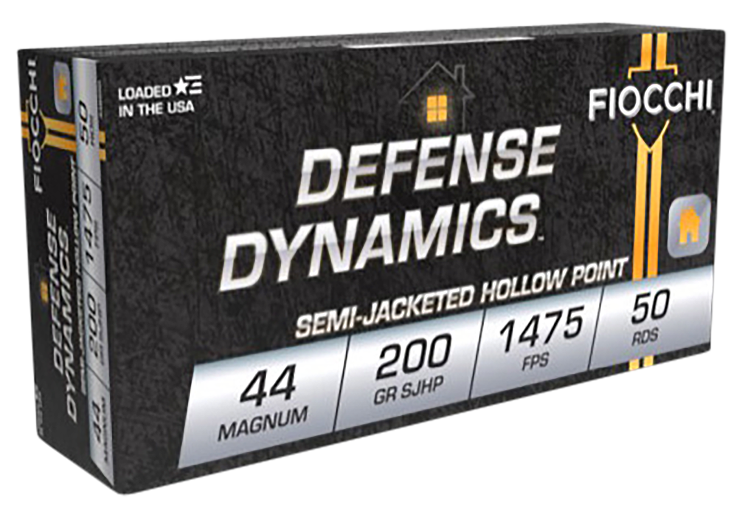 Fiocchi Defense Dynamics Ammunition 44 Remington Magnum 200 Grain Semi-Jacketed Hollow Point Box of 50