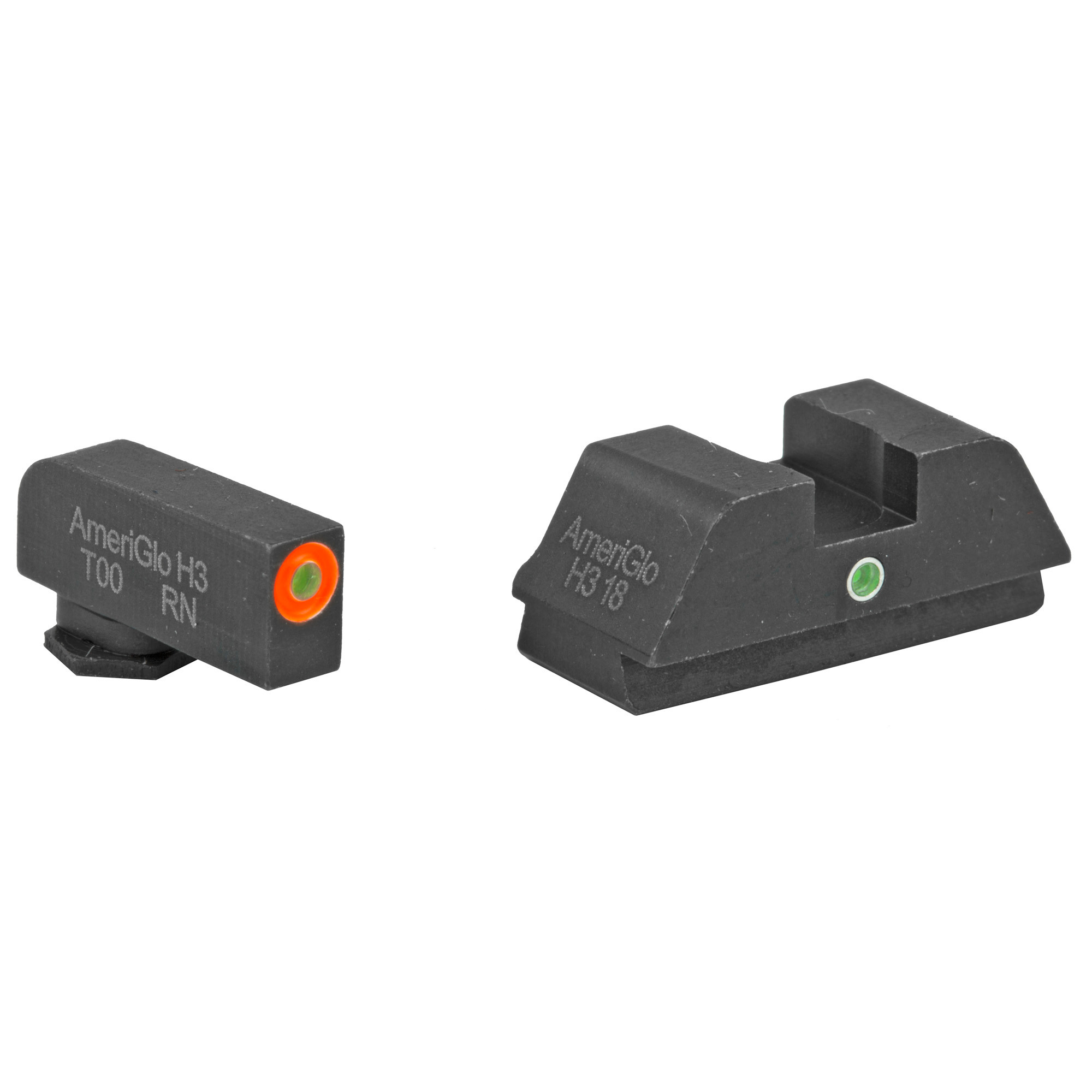Ameriglo I-Dot Night Sight Set Glock 42, 43, 43X Tritium Green Dot Front with Orange Outline, Single Dot Rear