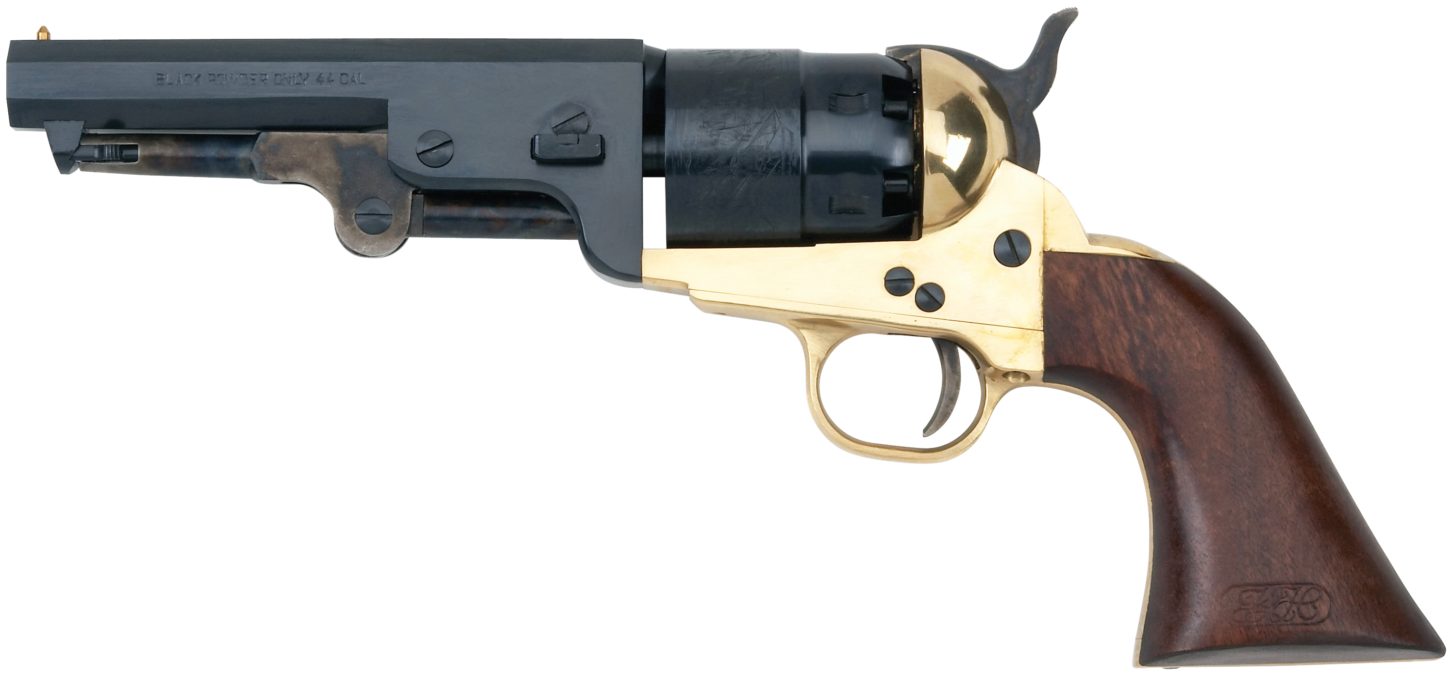 Pietta 1851 Navy Sheriff Black Powder Revolver 44 Caliber 5.5" Barrel Brass Frame Blue