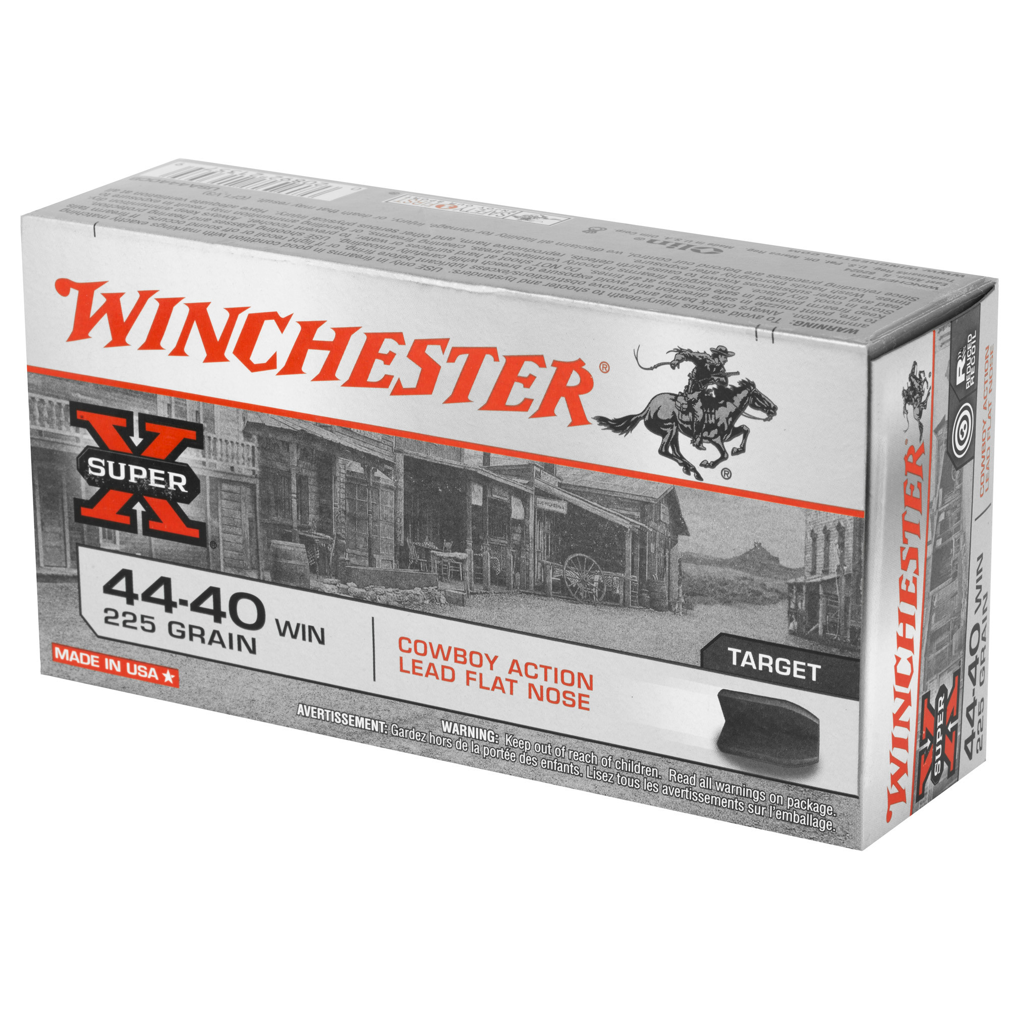 Winchester USA Cowboy Ammunition 44-40 WCF 225 Grain Lead Flat Nose