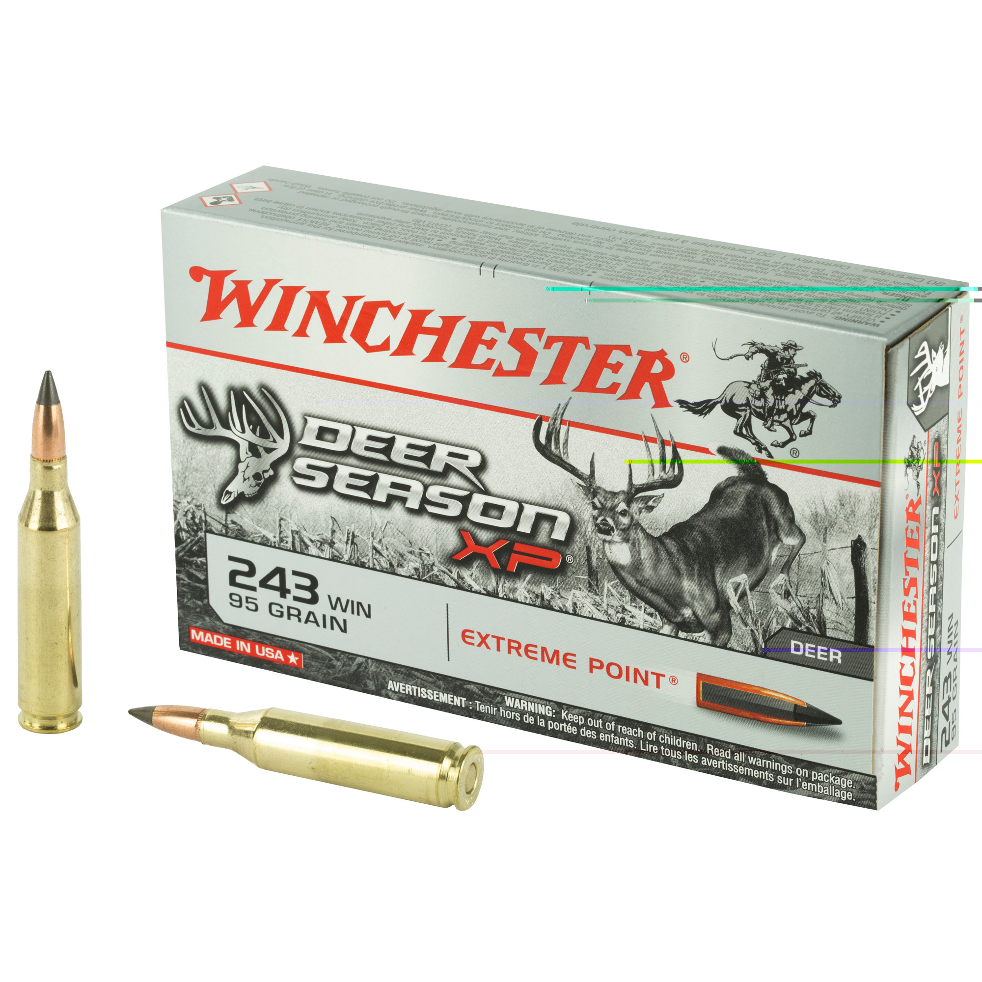 Winchester Deer Season XP Ammunition 243 Winchester 95 Grain Extreme Point Polymer Tip 20RD
