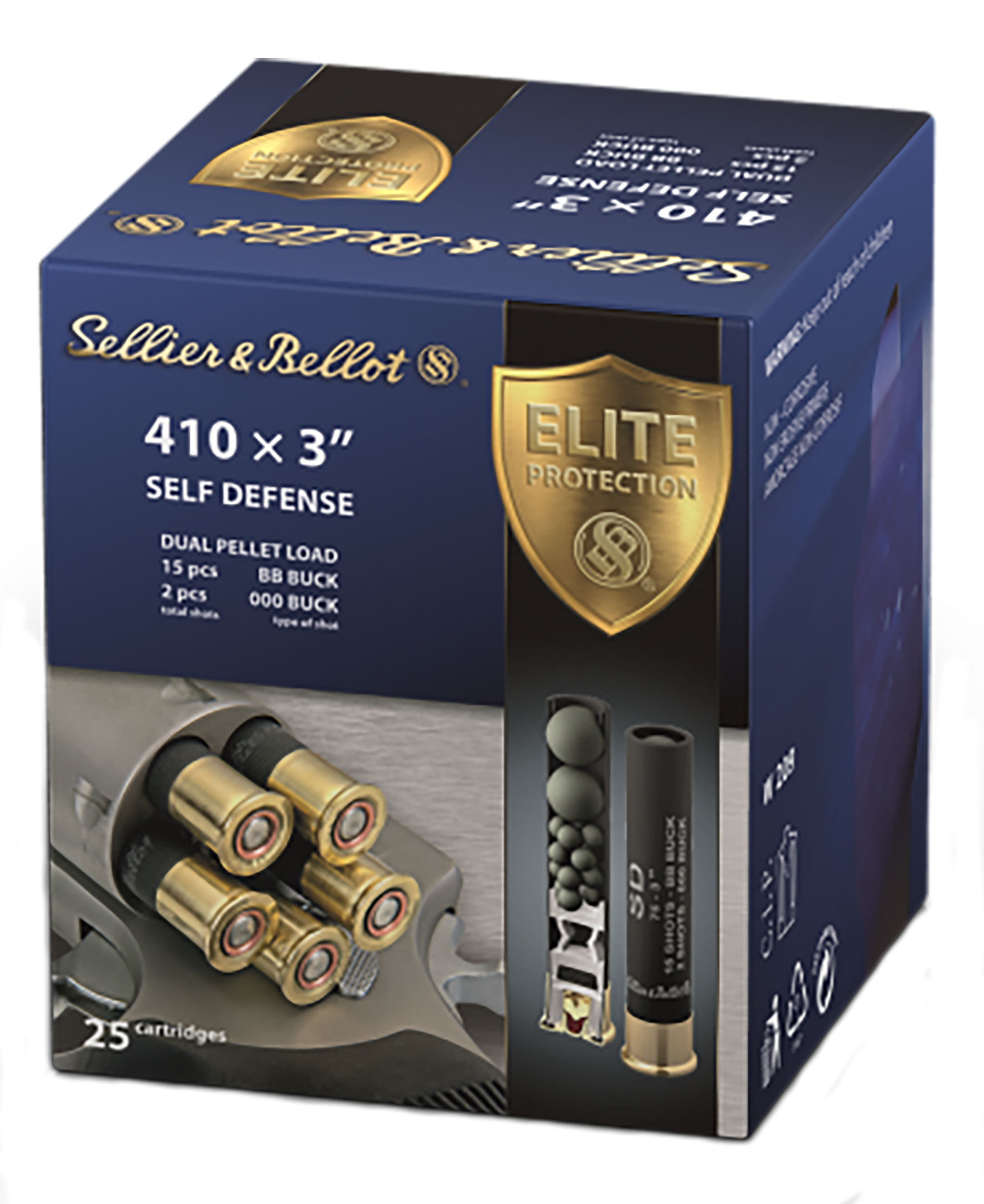 Sellier & Bellot SB410SDB Self Defense410 Gauge 3" 15 Pellets 11/16 oz 987 fps 000 Buck Shot 25 Bx/20 Cs