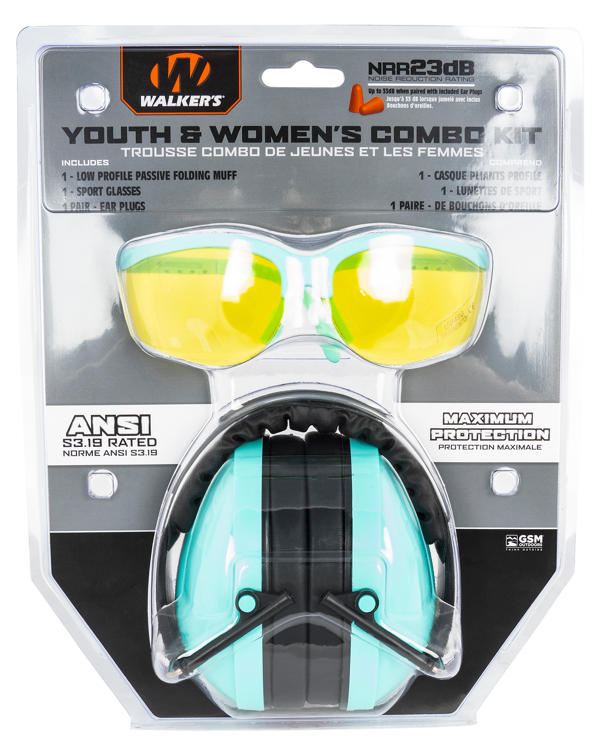 Walker's Razor Youth and Women's Passive Earmuffs Kit (NRR 33dB) Teal