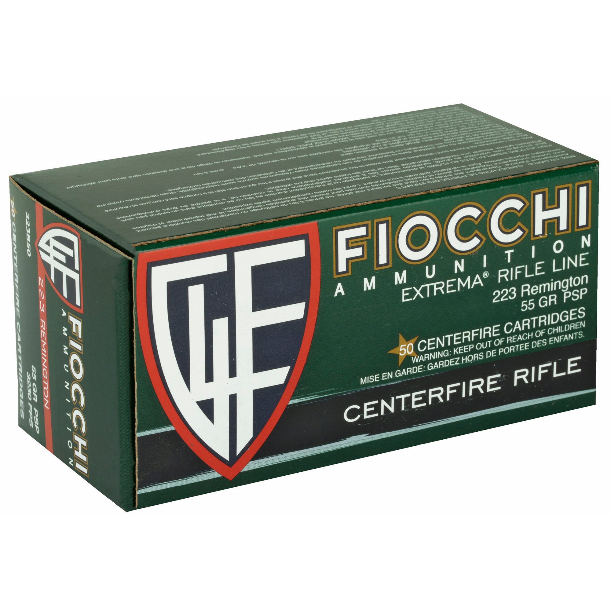 Fiocchi 223B50 Field Dynamics Rifle 223 Rem 55 gr Pointed Soft Point (PSP) 50rd Bx