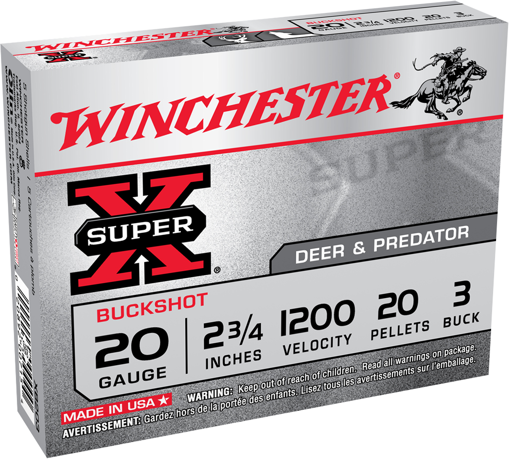 Winchester Ammo XB203VP Super X20 Gauge 2.75" 20 Pellets 1200 fps 3 Buck Shot 15 Bx/10 Cs (Value Pack)