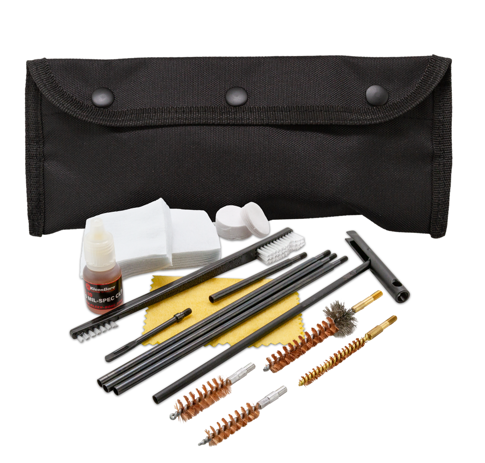 KleenBore POU301B All Caliber Cleaning Kit Multi-Caliber Handgun/Rifle Bronze/Nylon Bristles Nylon Case