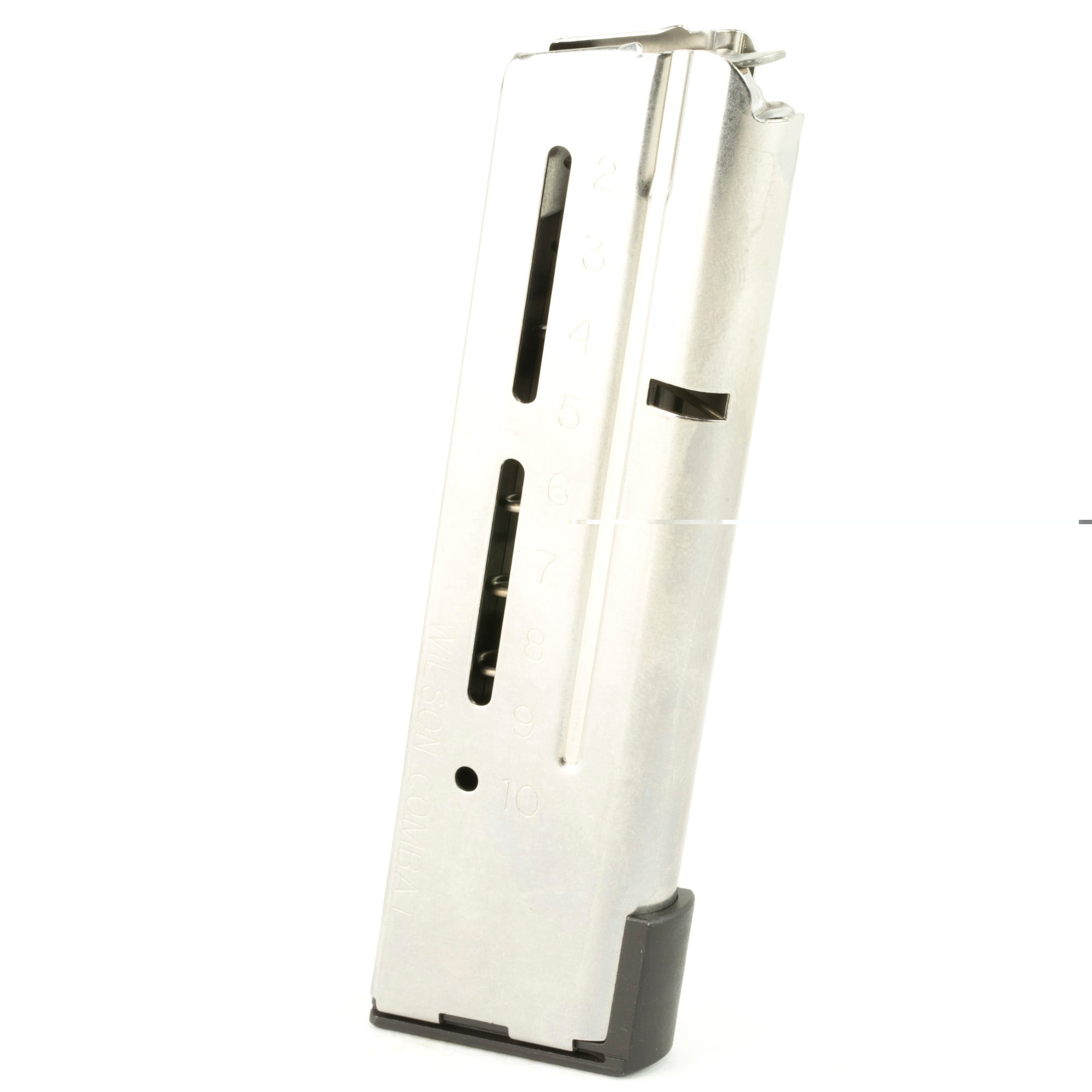Wilson Combat Elite Tactical Magazine ETM with Low Profile Steel Base Pad 1911 Officer 9mm Luger 10-Round Stainless Steel