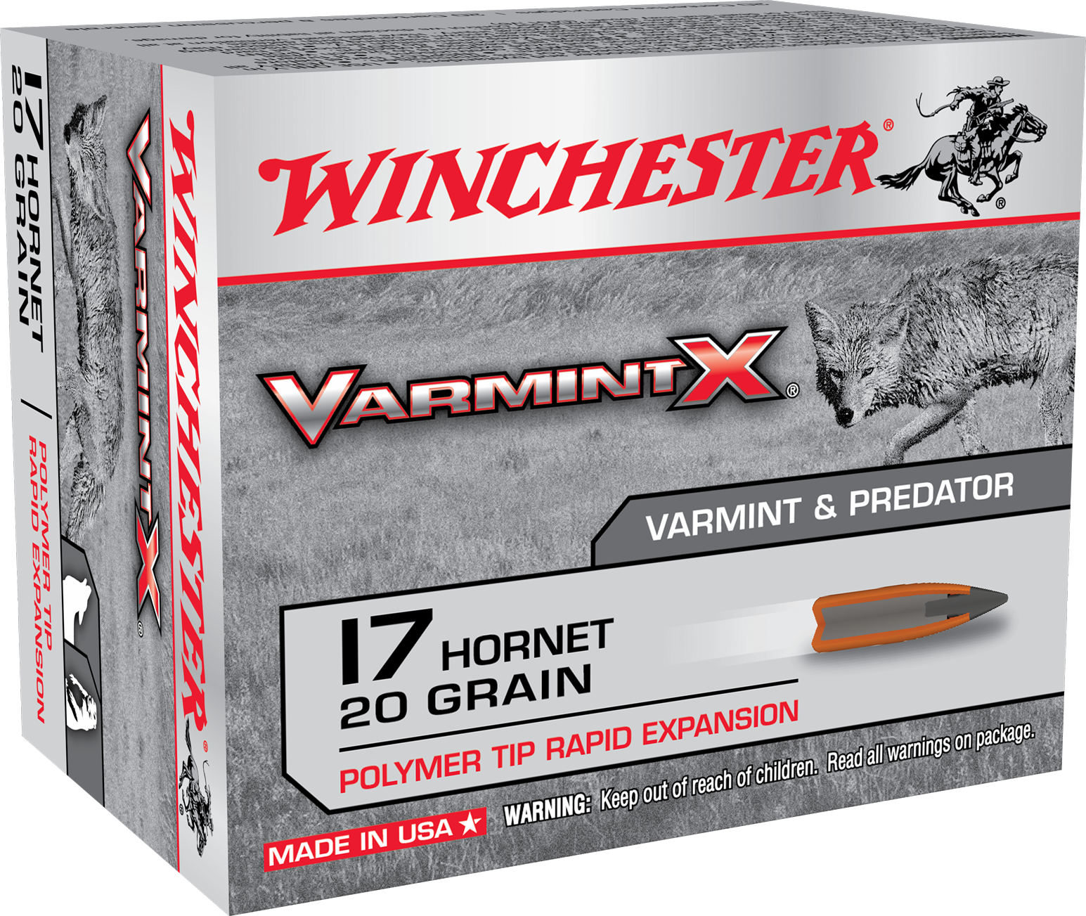 Winchester Ammo X17P Varmint X17 Hornet 20 gr Polymer Tip Rapid Expansion 20 Bx/10 Cs