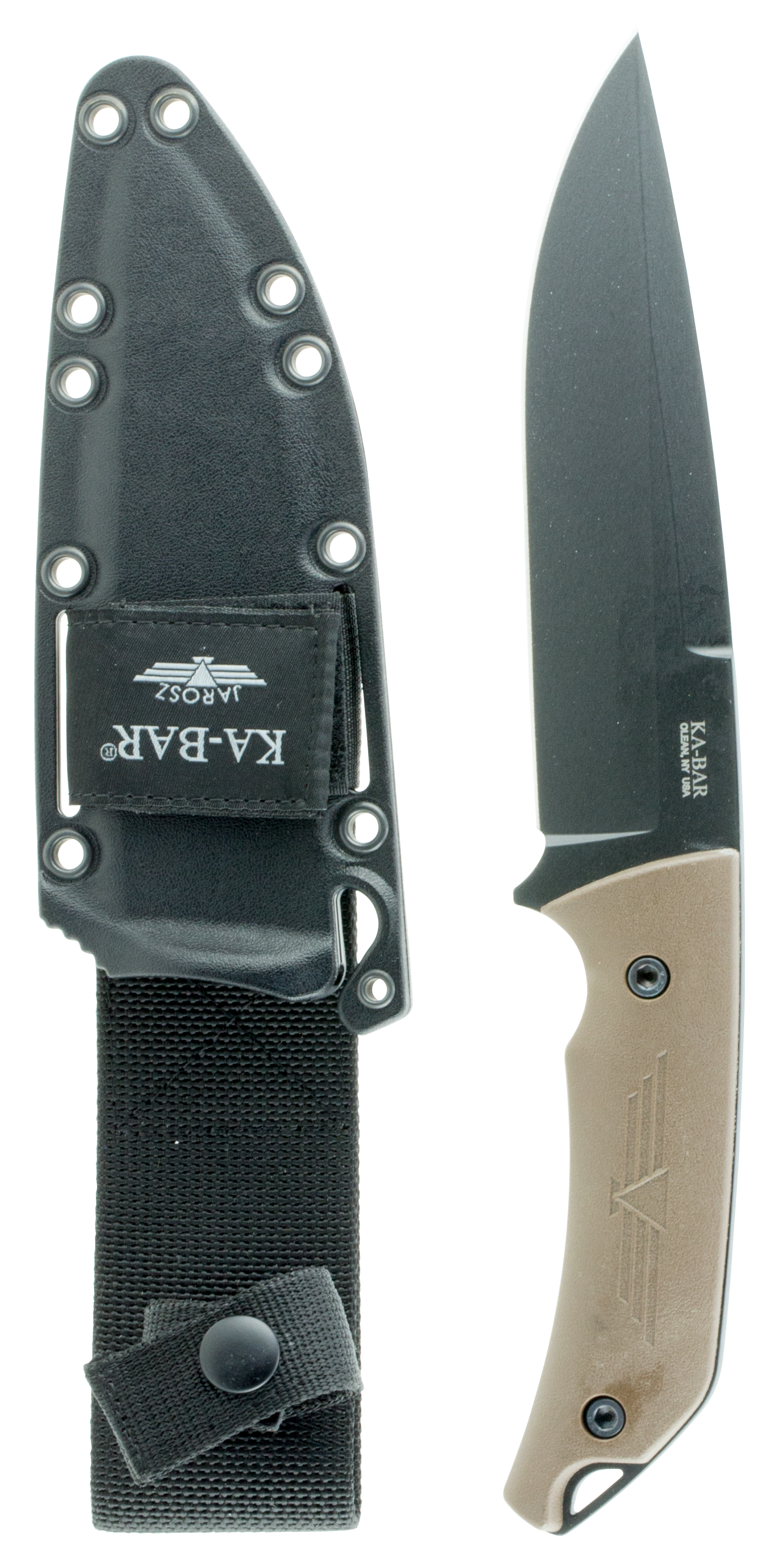 Ka-Bar 7503 Jarosz Turok 6.25" Fixed Clip Point Plain Black 1095 Cro-Van Blade Brown Ultramid Handle Includes Sheath