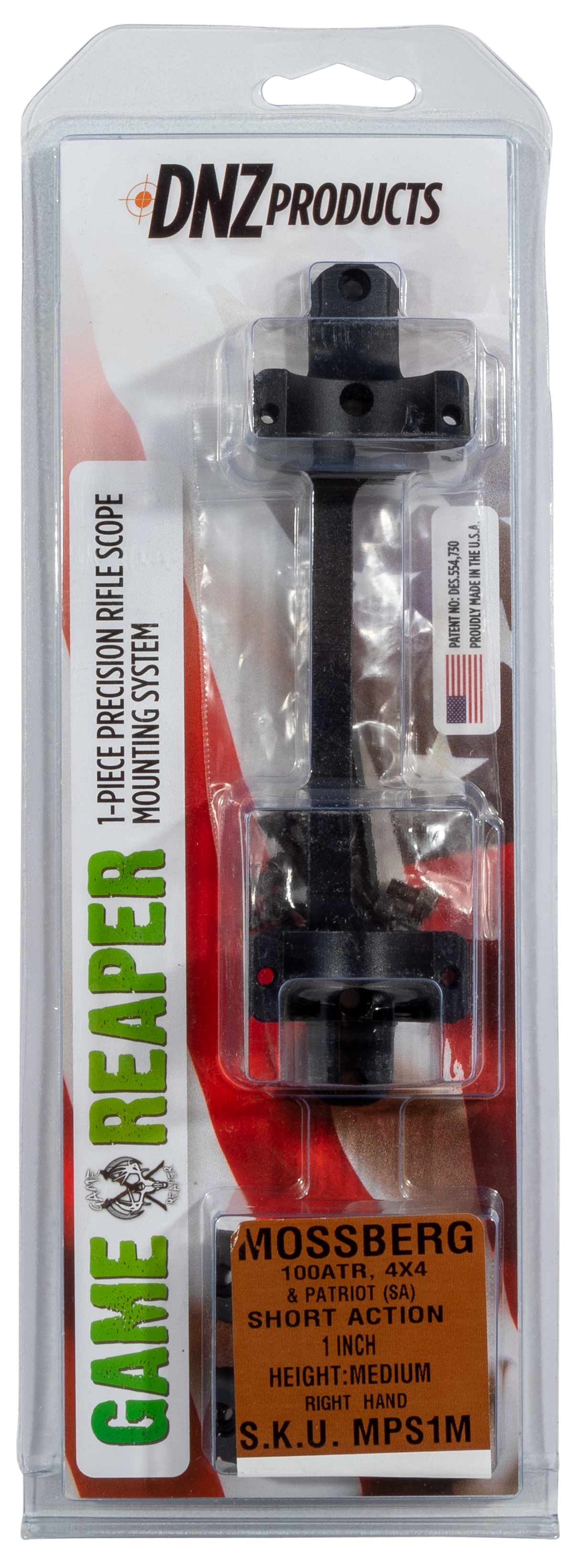 DNZ Game Reaper 1" Scopemount Black, Medium, Mossberg 100ATR Short Action