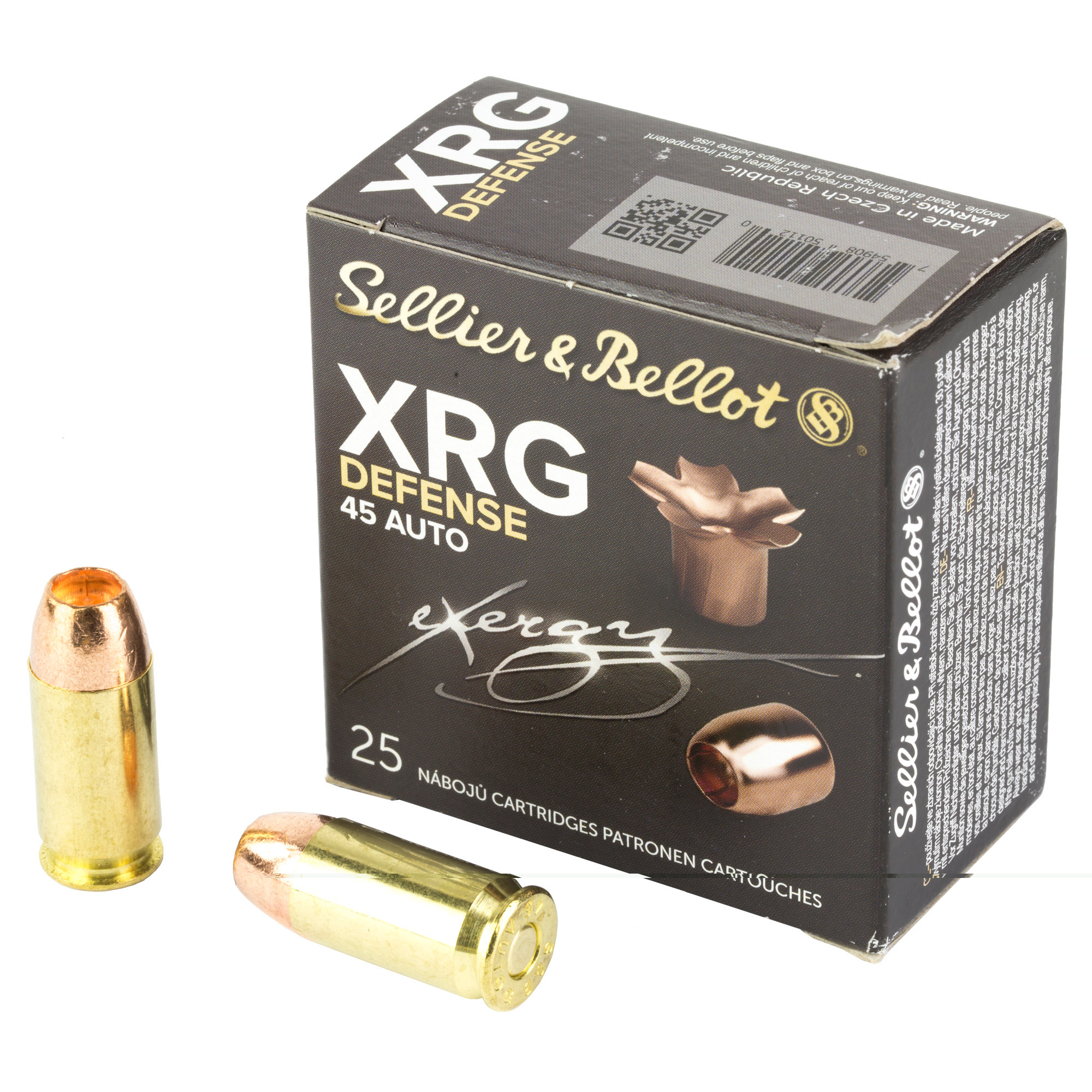 Sellier & Bellot SB45XA XRG Defense 45 ACP 165 gr Full Metal Jacket Semi-Wadcutter (FMJSW) 25 Per Box/ 40 Cs