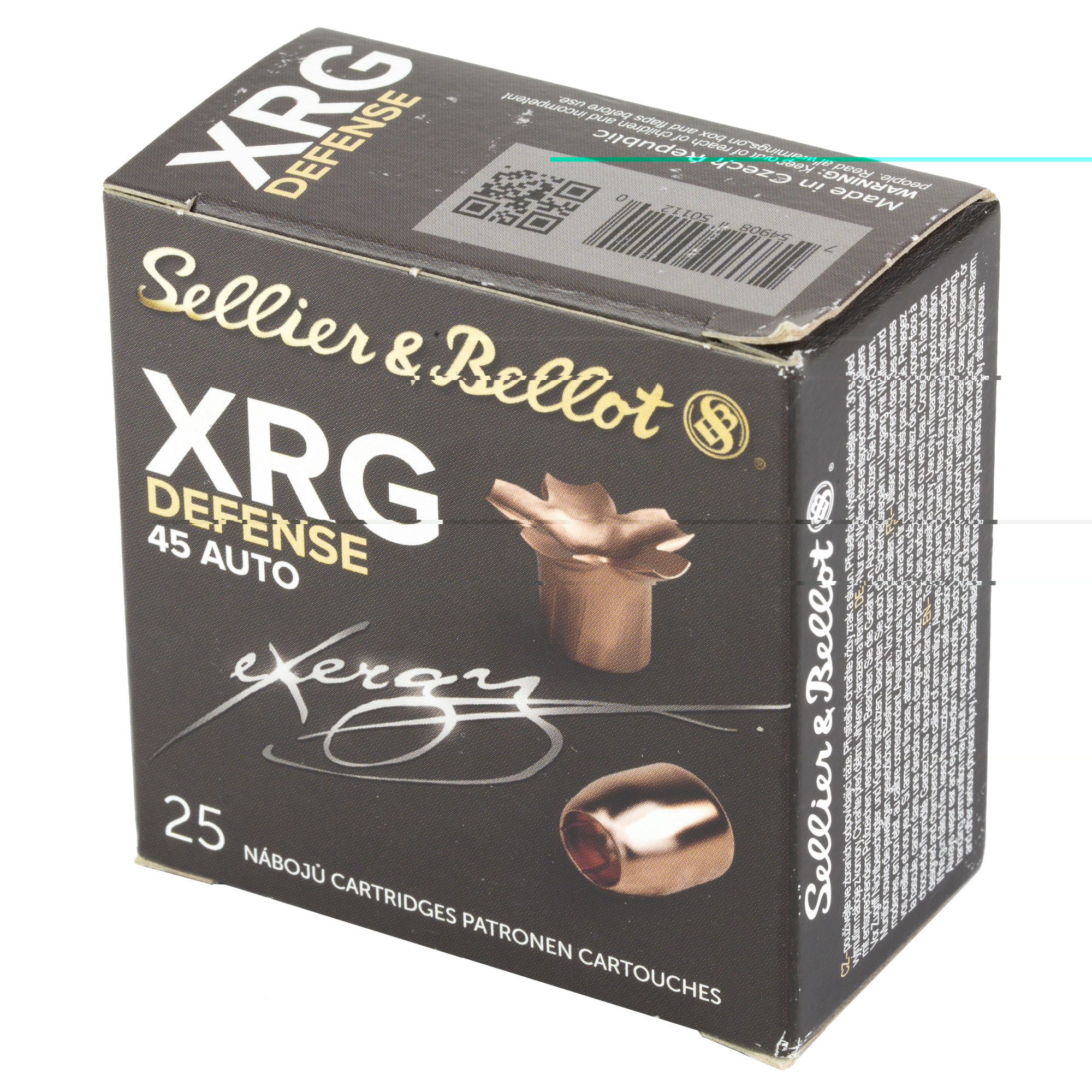 Sellier & Bellot SB45XA XRG Defense 45 ACP 165 gr Full Metal Jacket Semi-Wadcutter (FMJSW) 25 Per Box/ 40 Cs