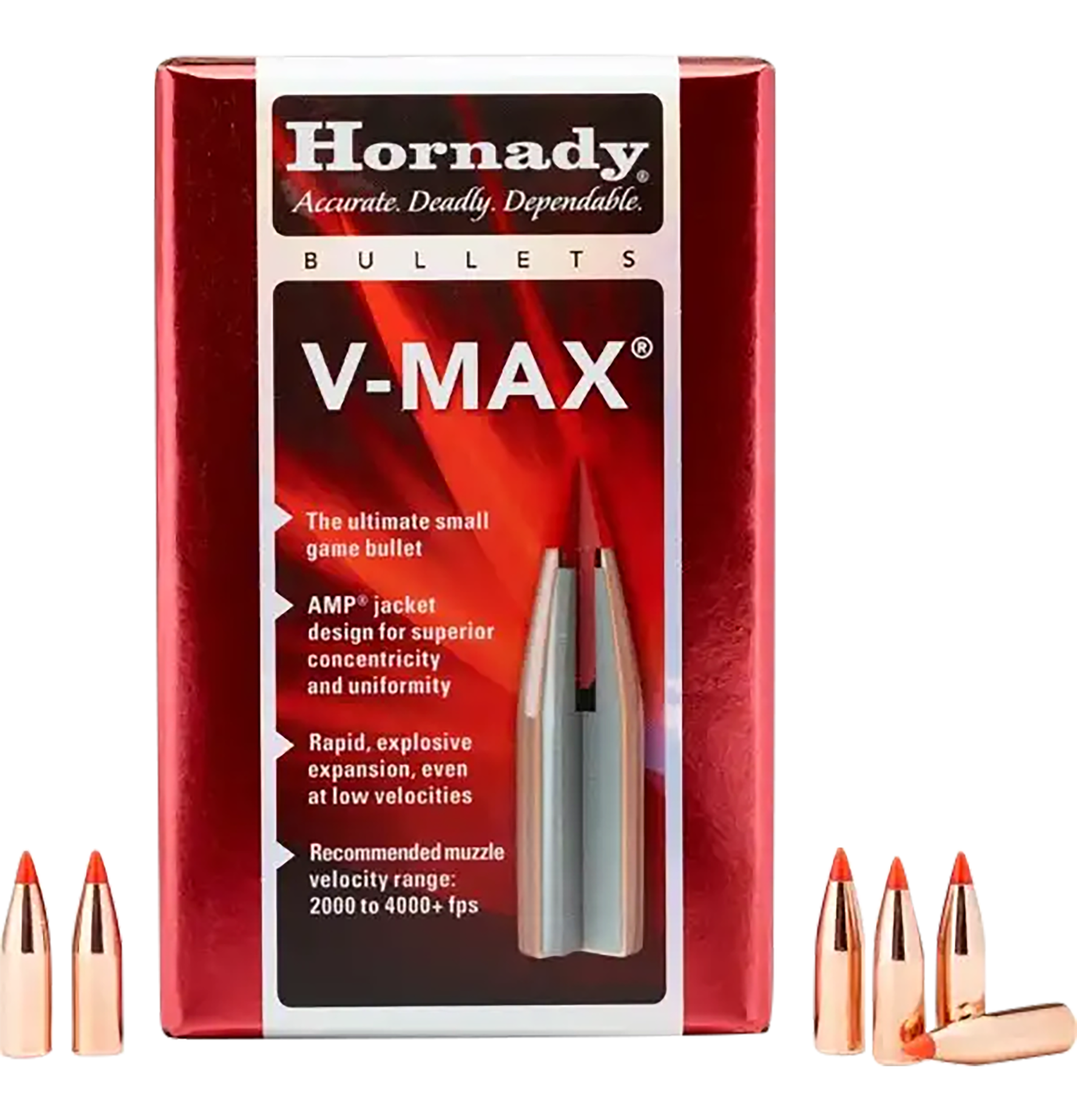 Hornady V-MAX Bullets 22 Caliber (224 Diameter) 53 Grain Boat Tail Box of 100