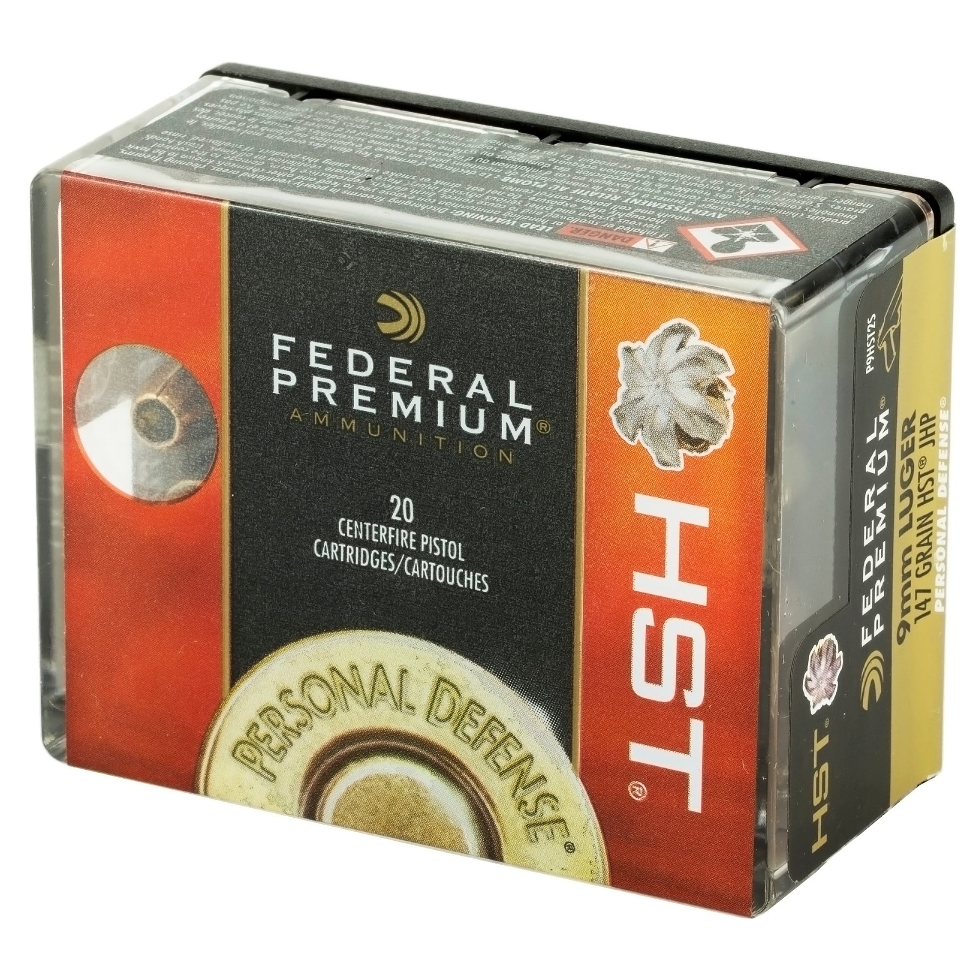 Federal Premium Personal Defense Ammunition 9mm Luger 147 Grain HST Jacketed Hollow Point 20RD