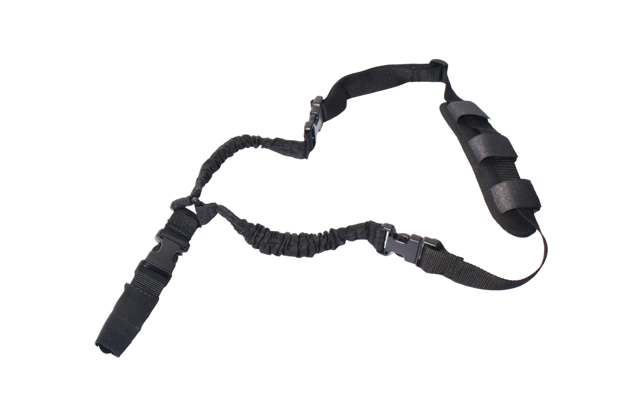 Rukx Gear ATICT1PSB Tactical Single Point Sling 1.25" Wide Adjustable Bungee made of Black Nylon with Foam Padding & Side Release Buckles