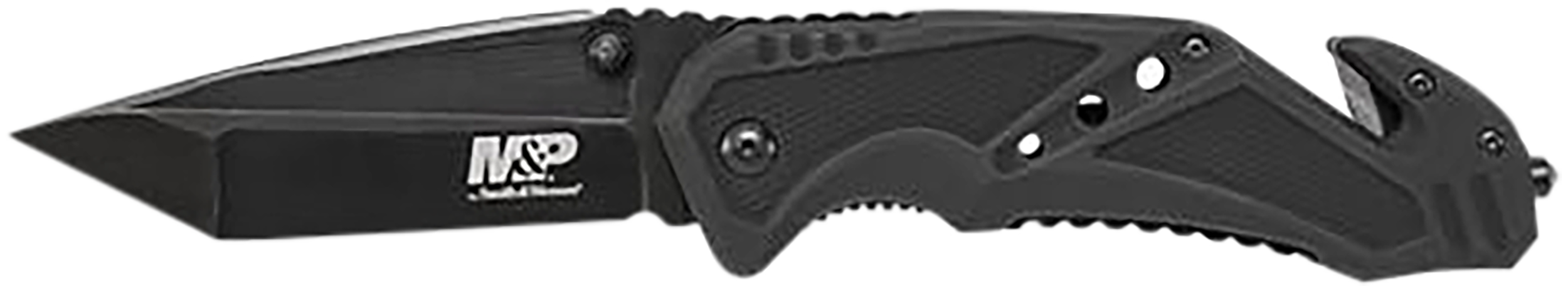 Smith & Wesson Knives SWMP11BCP M&P3.80" Folding Tanto Plain Black Stainless Steel Blade Black G10 Handle Features Glass Breaker/Seat Belt Cutter Includes Pocket Clip