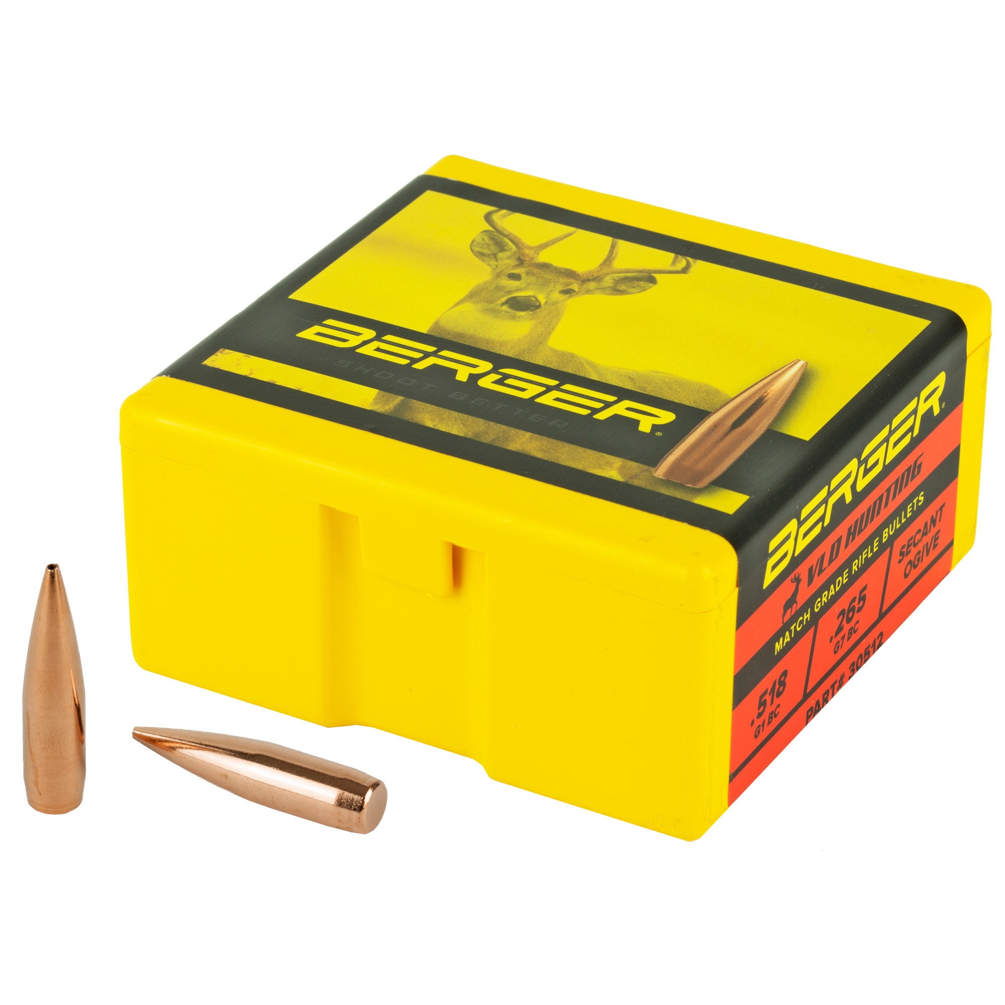 Berger Hunting Bullets 30 Caliber (308 Diameter) 175 Grain VLD Hollow Point Boat Tail  Box of 100