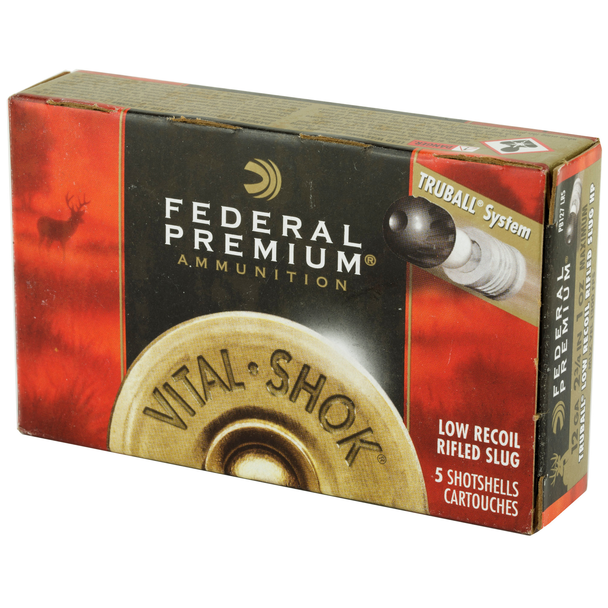 Federal Premium Vital-Shok Low Recoil Ammunition 12 Gauge 2-3/4" 1 oz TruBall Hollow Point Rifled Slug Box of 5
