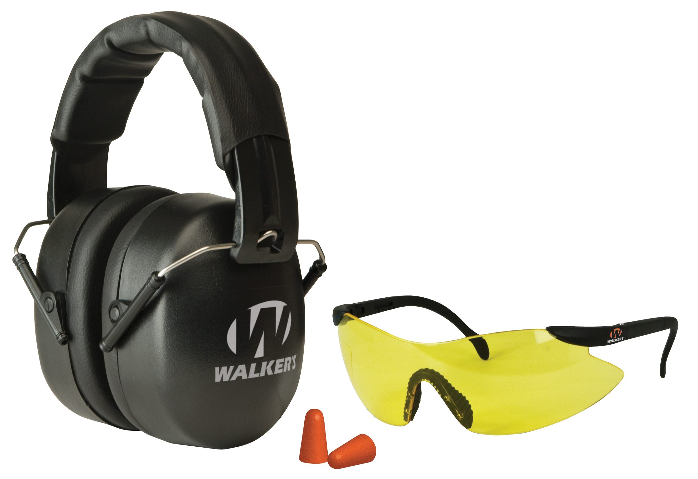 Walker's EXT Folding Range Earmuffs (NRR 34dB) and Shooting Glasses Kit Black