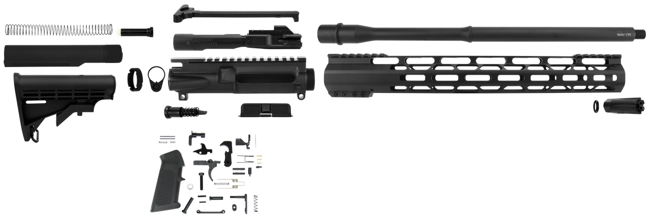 TacFire SSRK9MM16LPK AR Build Kit Rifle 9mm Luger AR-15 Black Nitride Steel 1/2"-36 tpi *Sports South Exclusive.