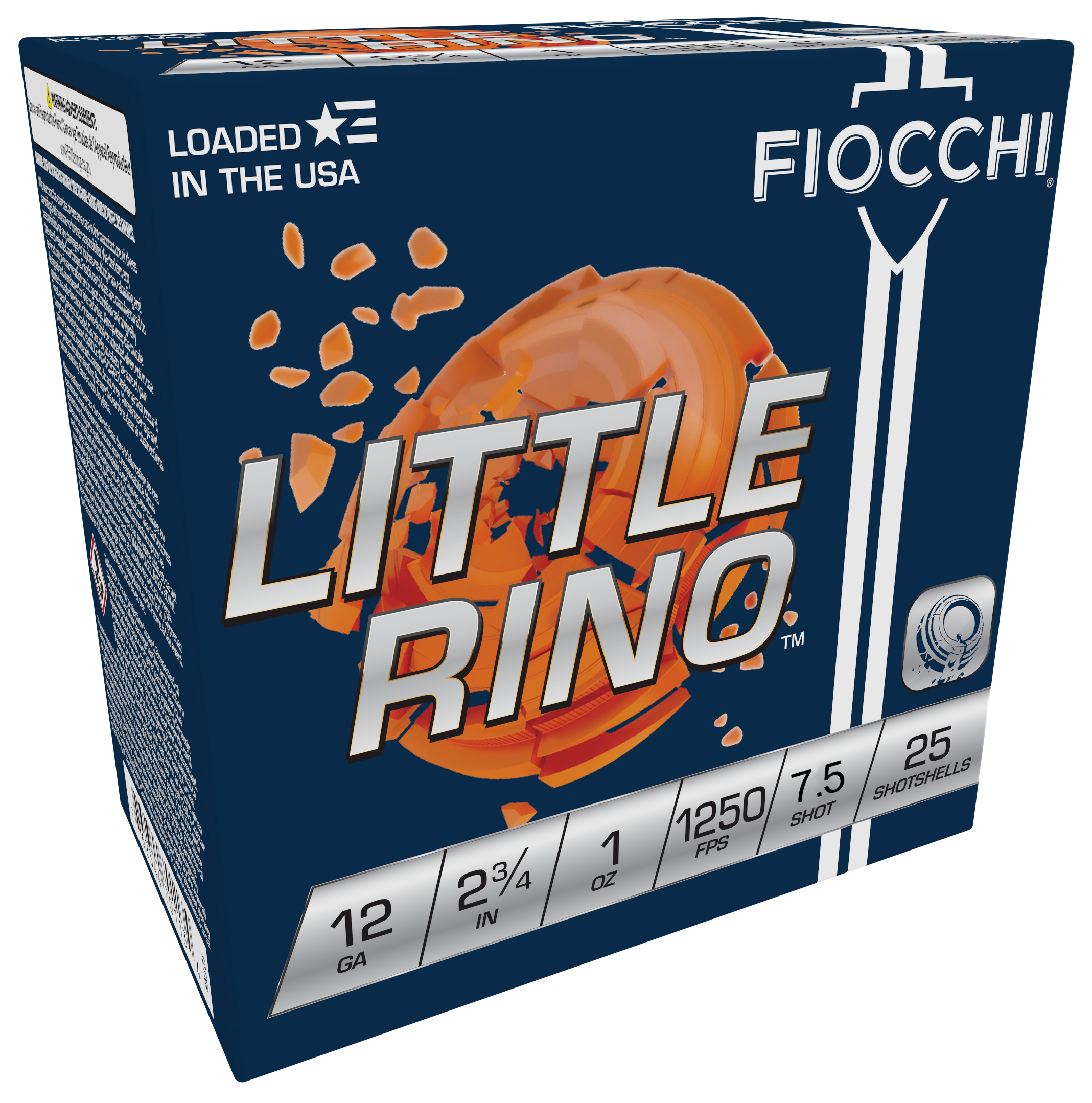Fiocchi 12TX75 Exacta Target Little Rino 12 Gauge 2.75" 1 oz 1250 fps 7.5 Shot 25ea