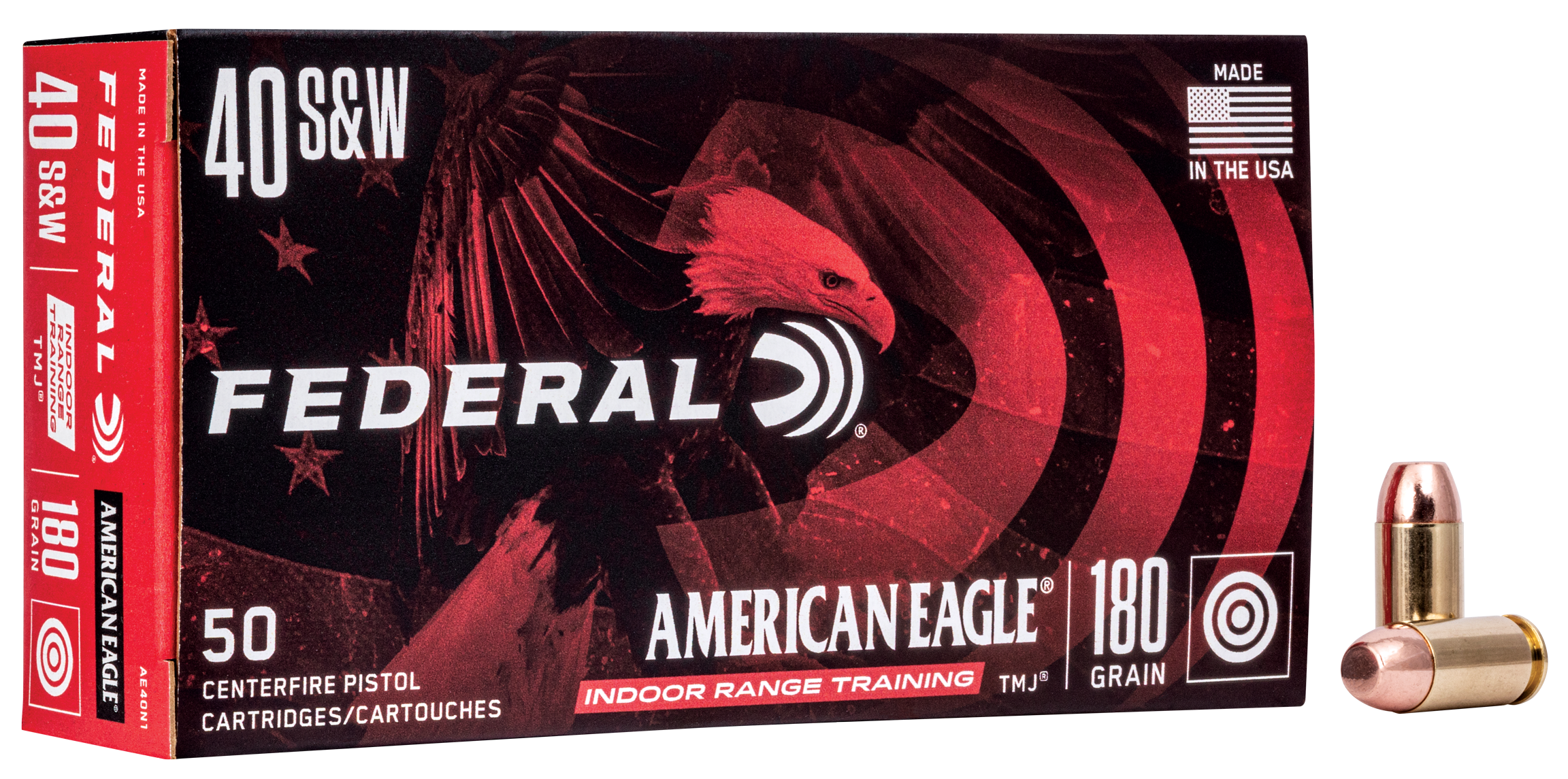 Federal American Eagle Ammunition 40 S&W 180 Grain Total Metal Jacket