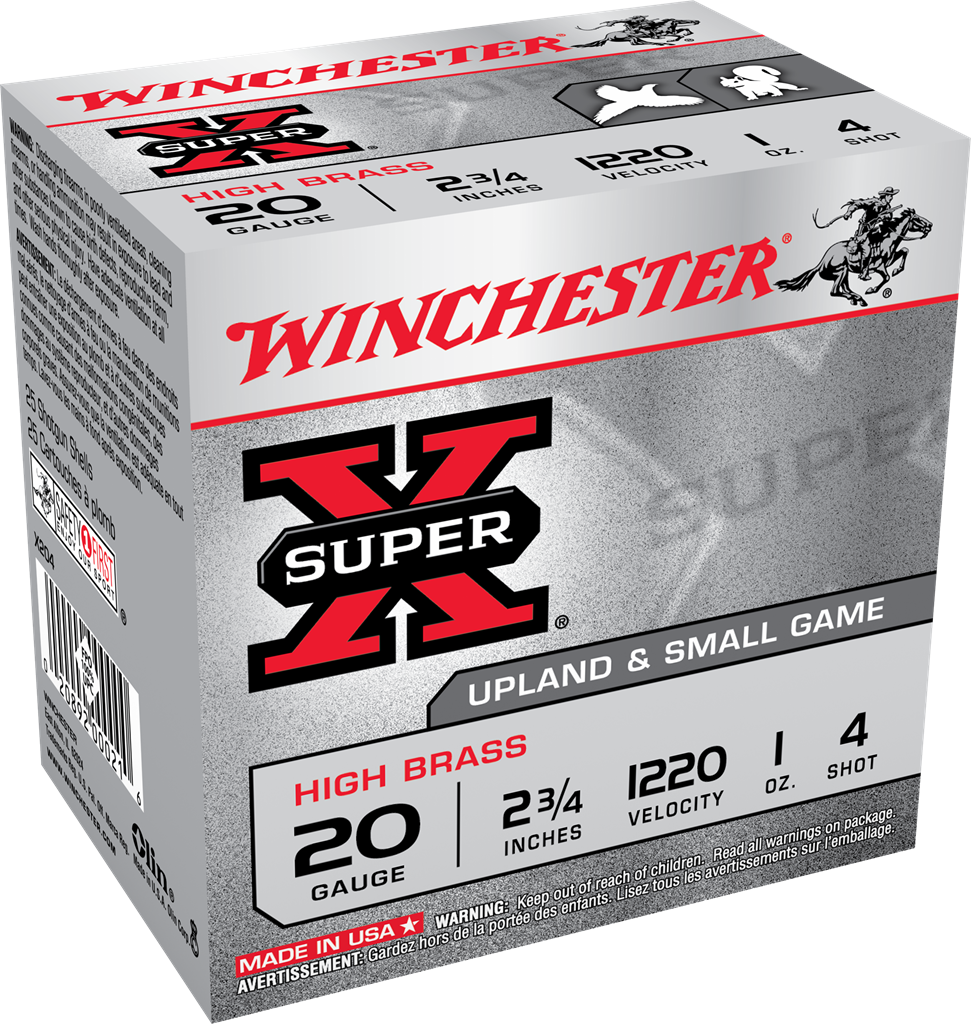 Winchester Ammo X204 Super X Heavy Game Load High Brass 20 Gauge 2.75" 1 oz 1220 fps 4 Shot 25ea