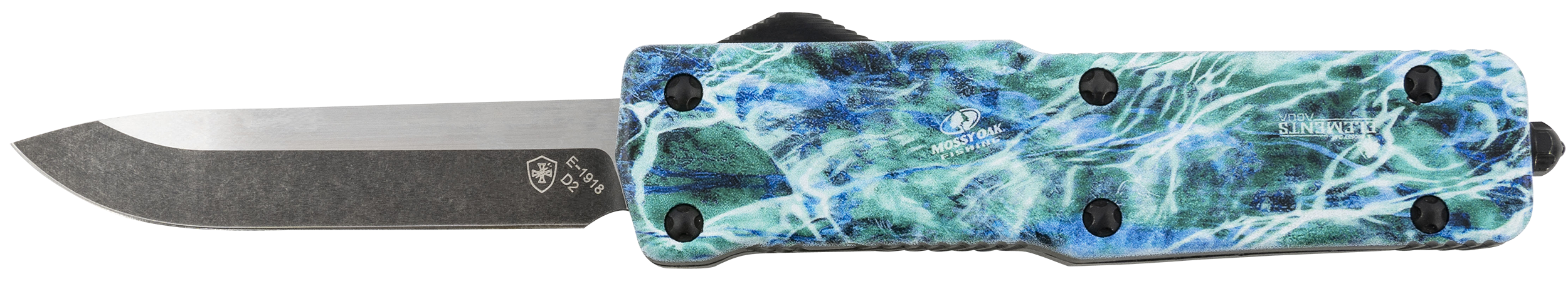Templar Knife SZMOS321 Premium Weighted Small 3" OTF Drop Point Plain Black Oxide Stonewashed Powdered D2 Steel Blade/4.50" Mossy Oak Seafoam Aluminum Zinc Alloy Handle