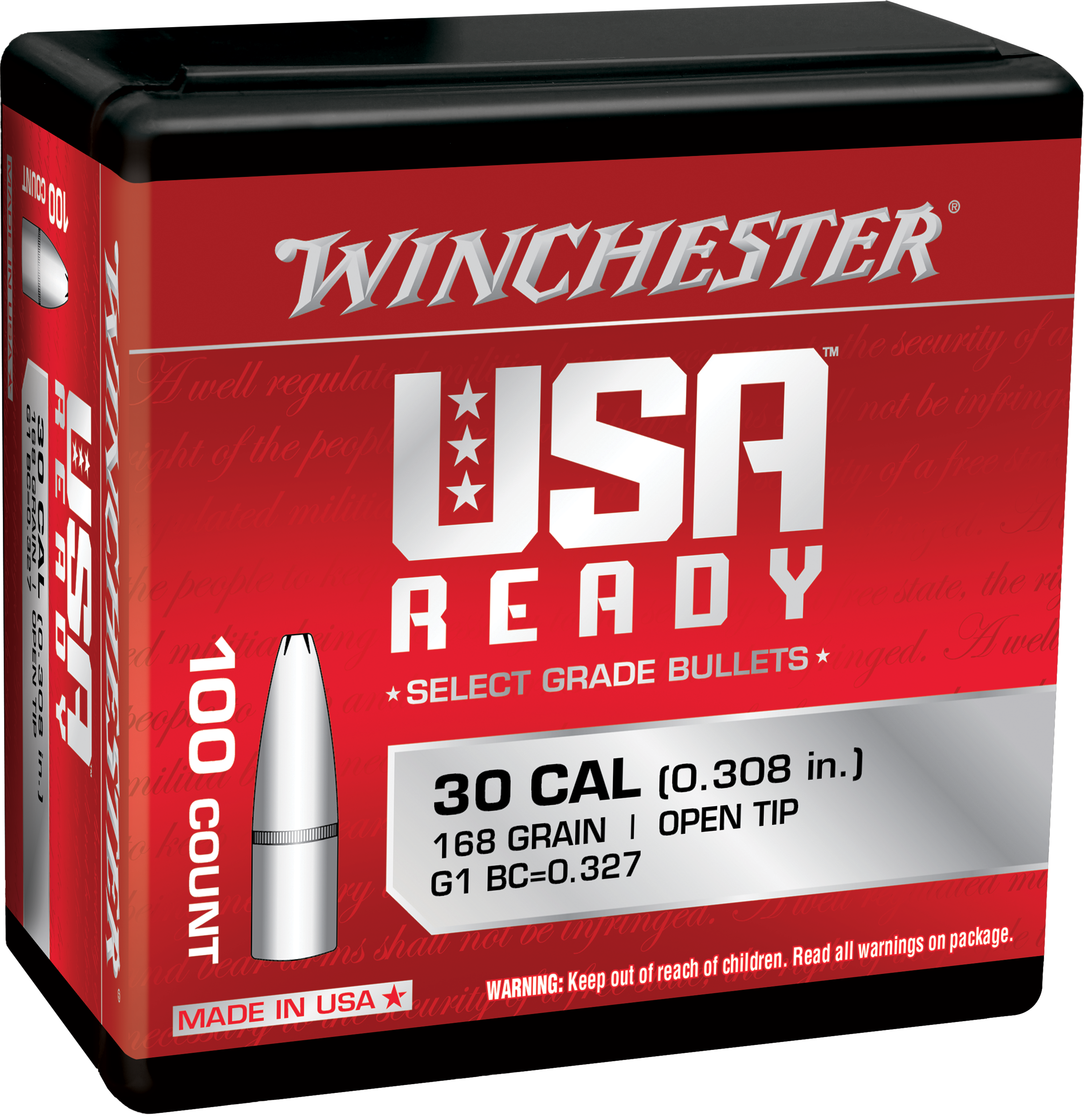 Winchester Ammo WBR30168 Centerfire Rifle308 Win 168 gr Open Tip 100 Per Bag