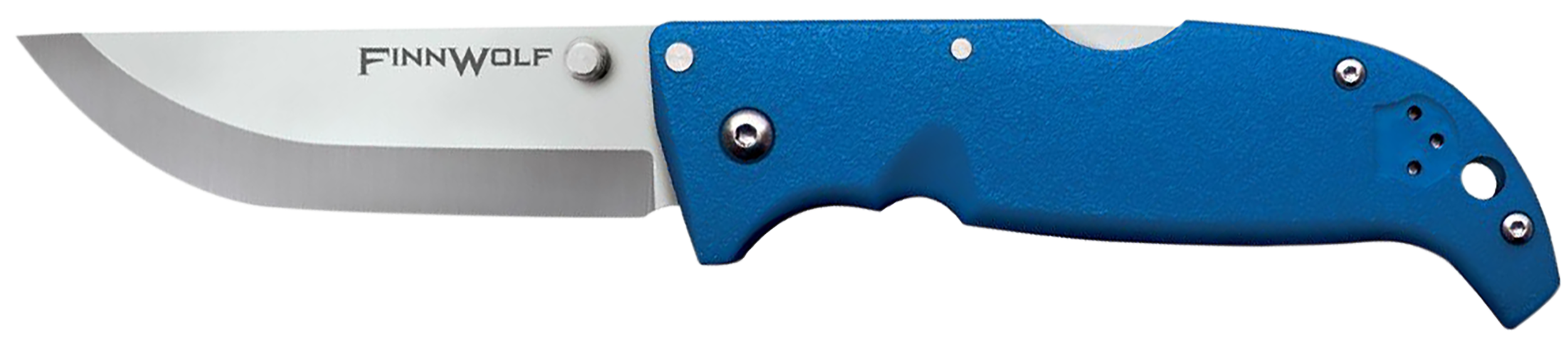 Cold Steel CS20NPG Finn Wolf 3.50" Folding Straight Back Plain Satin Polished AUS-8A SS Blade/Blue Griv-Ex Handle Includes Pocket Clip