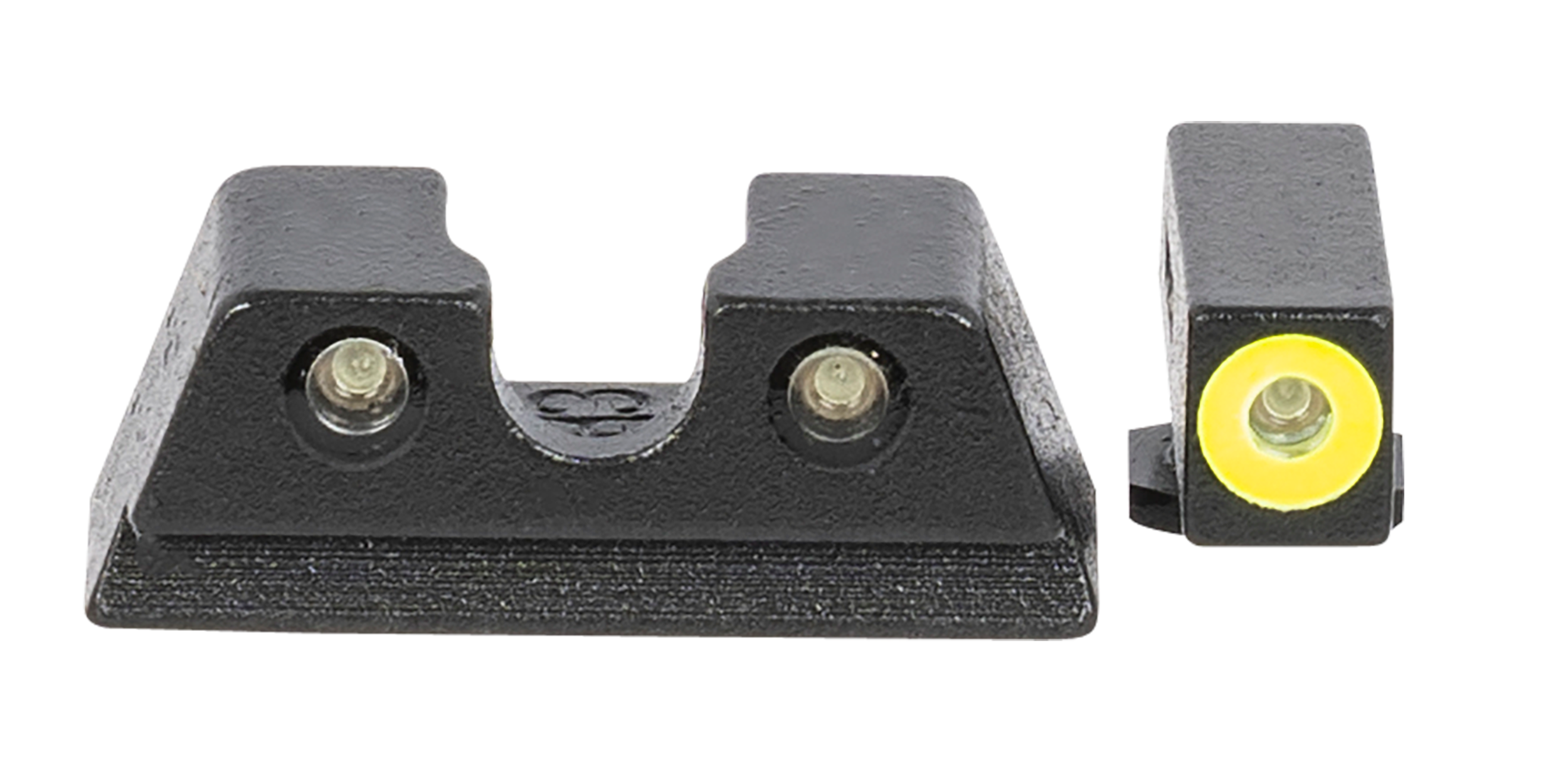 Meprolight USA 402203121 Hyper-BrightBlack | Green Tritium with Yellow Phosphorescent Outline Front Sight Green Tritium with Black Outline Rear Sight Set