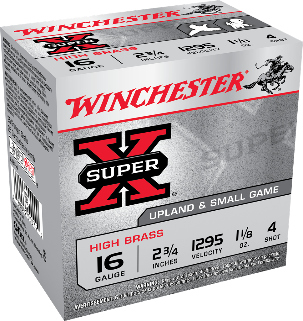 Winchester Super-X High Brass Ammunition 16 Gauge 2-3/4" 1-1/8 oz #4 Shot Box of 25