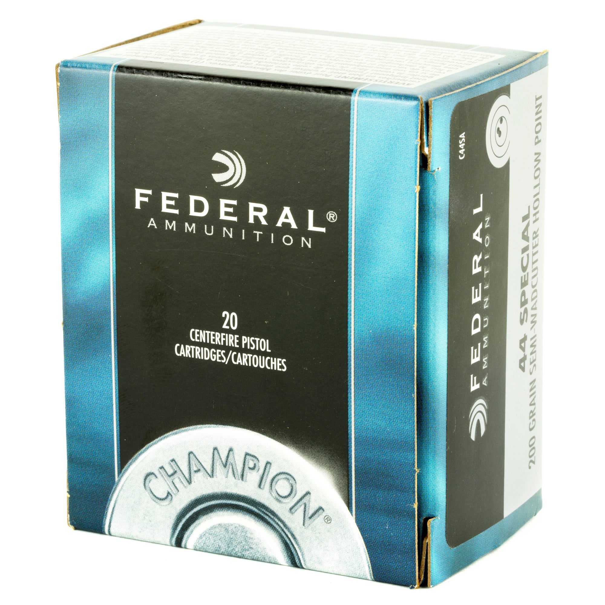 Federal C44SA Champion Training Training 44 S&W Spl 200 gr Semi-Wadcutter Hollow Point (SWCHP) 20rd Bx