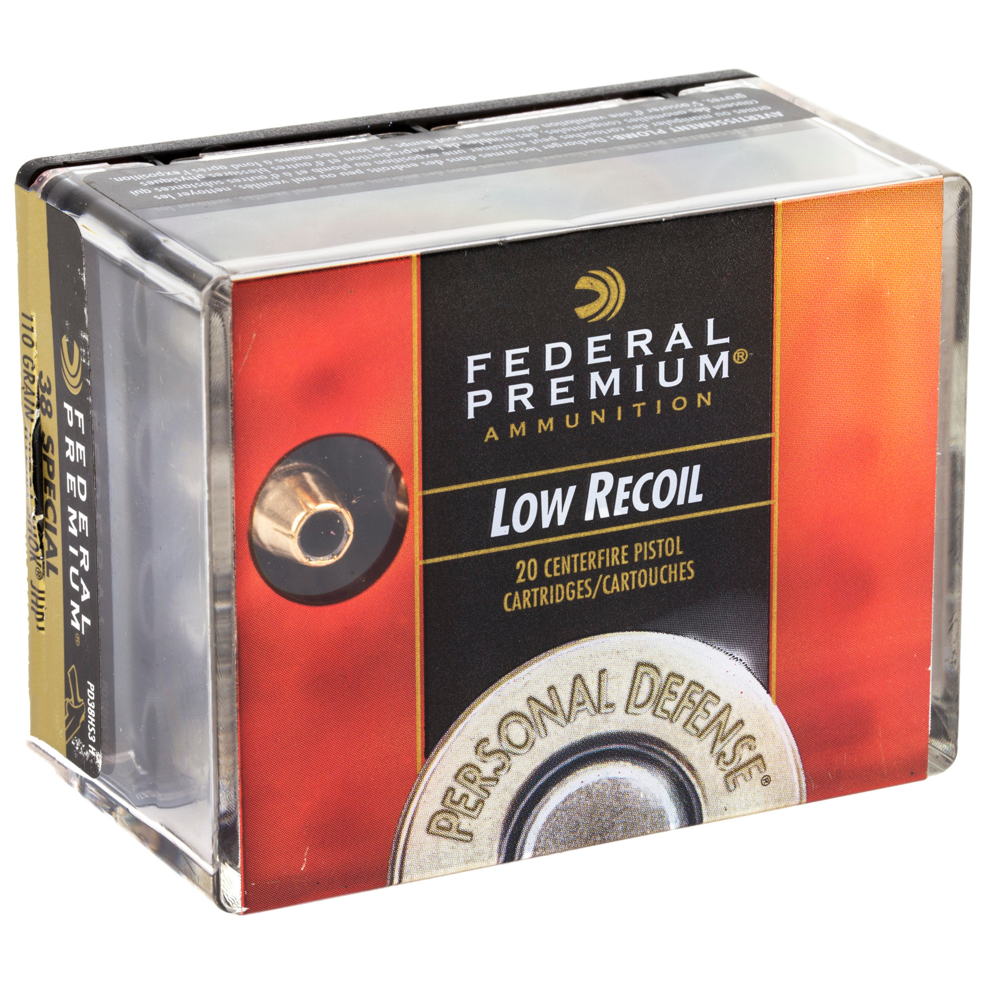 Federal Premium Personal Defense Reduced Recoil Ammunition 38 Special 110 Grain Hydra-Shok Jacketed Hollow Point 20RD