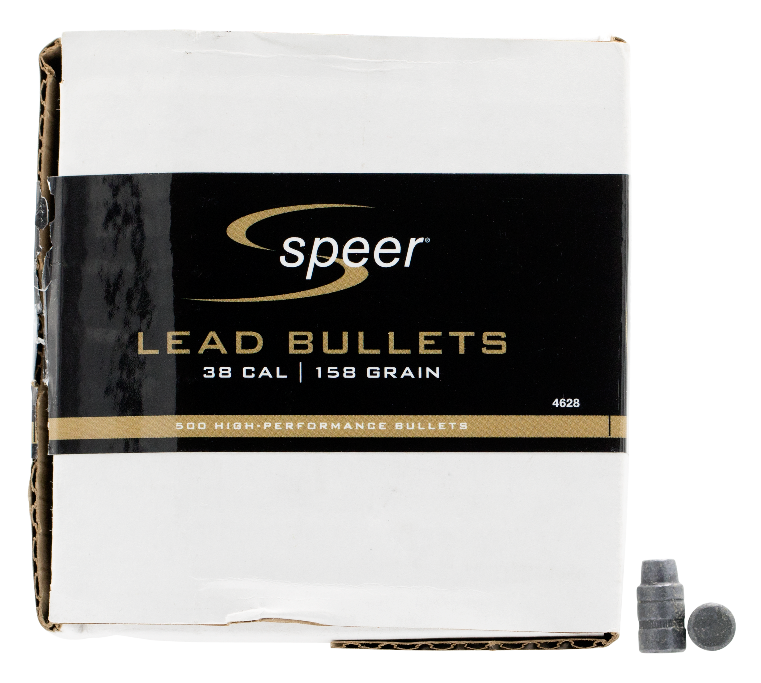 Speer Bullets 38 Caliber (358 Diameter) 158 Grain Lead Semi-Wadcutter Hollow Point Box of 500