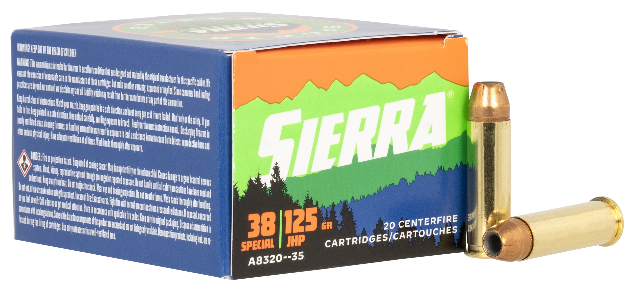 Sierra Sports Master Ammunition 38 Special 125 Grain Jacketed Hollow Point 20RD