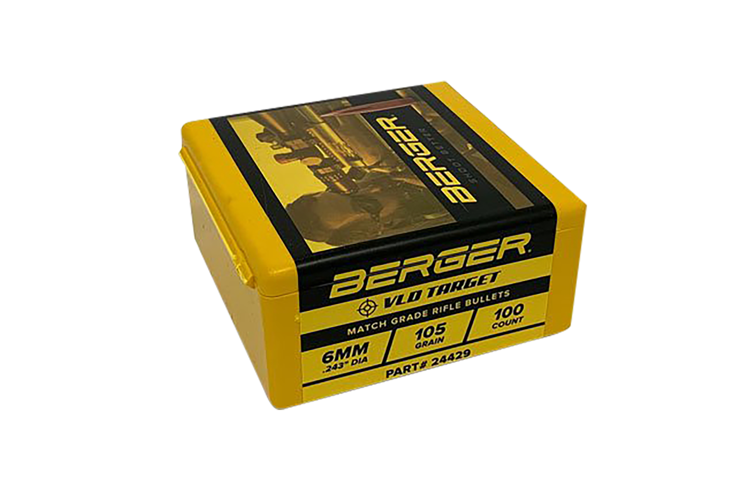Berger Bullets 24429 VLD Target Long Range 6mm .243 105 gr Secant Very Low Drag 100 Per Box