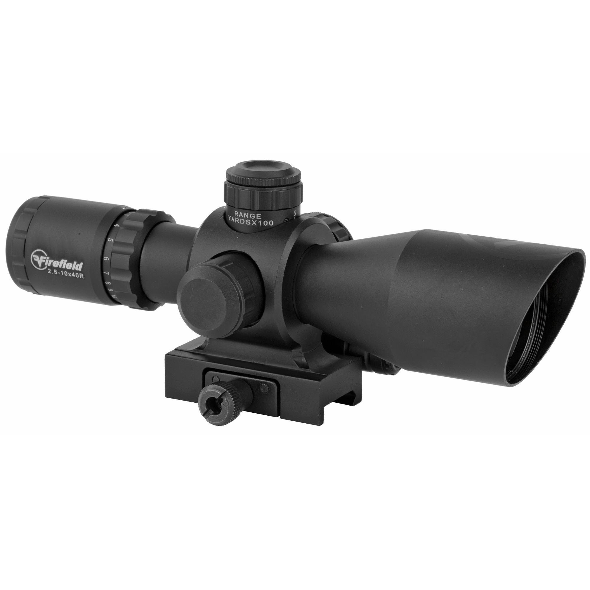 Firefield 2.5-10x40 Barrage Rifle Scope with Red Laser Matte, Illuminated Mil-Dot (Red / Green)
