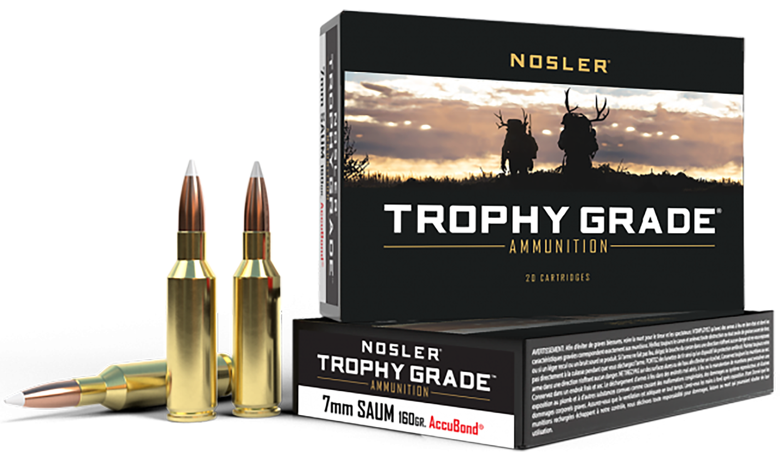 Nosler Trophy Grade Ammunition 7mm Remington Short Action Ultra Magnum 160 Grain AccuBond 20RD