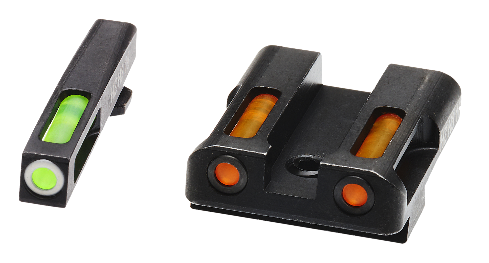 HiViz GLN429 LiteWave H3 Tritium/LitePipe Glock 45 ACP/10mm Sight SetBlack | Green Tritium with White Outline Front Sight Orange Fiber Optic Rear Sight