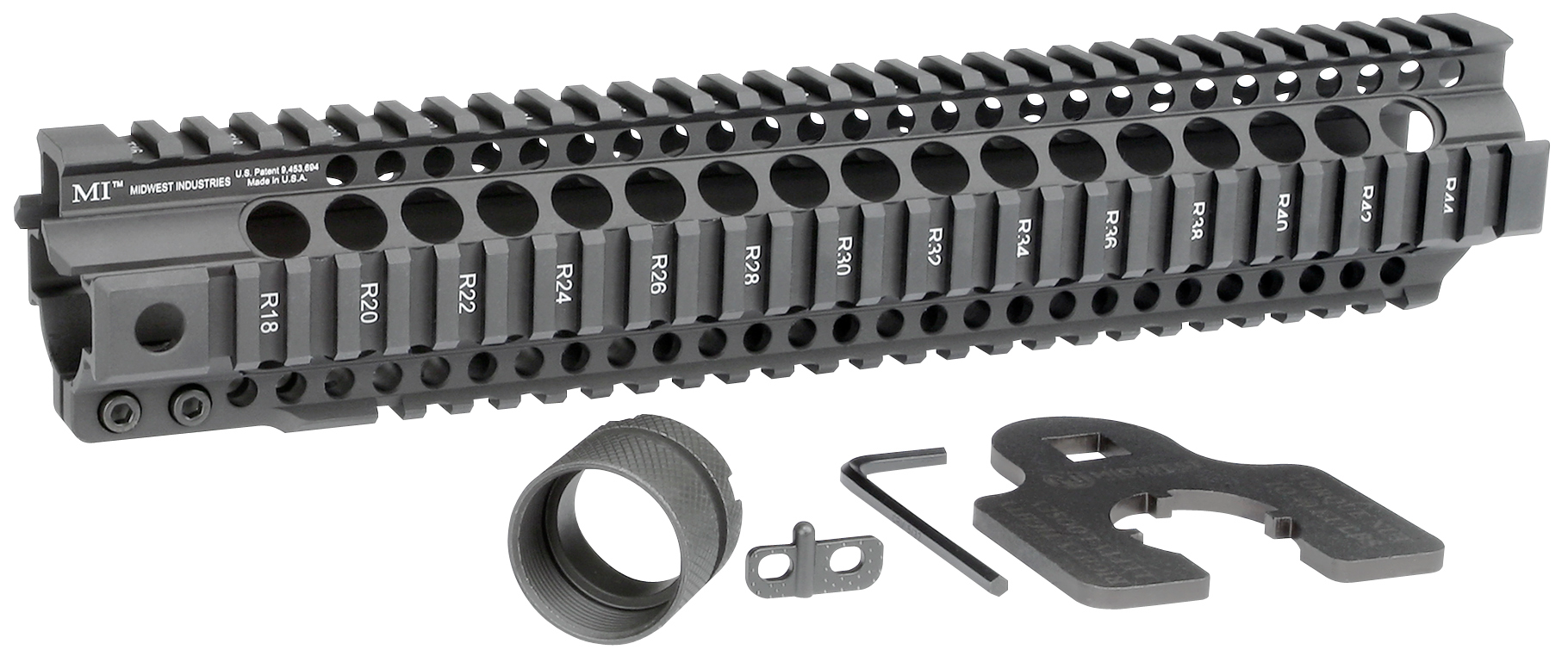 Midwest Industries INC MICRT12625 T-Series AR-15 6061 Aluminum Black Hard Coat Anodized 12.625"