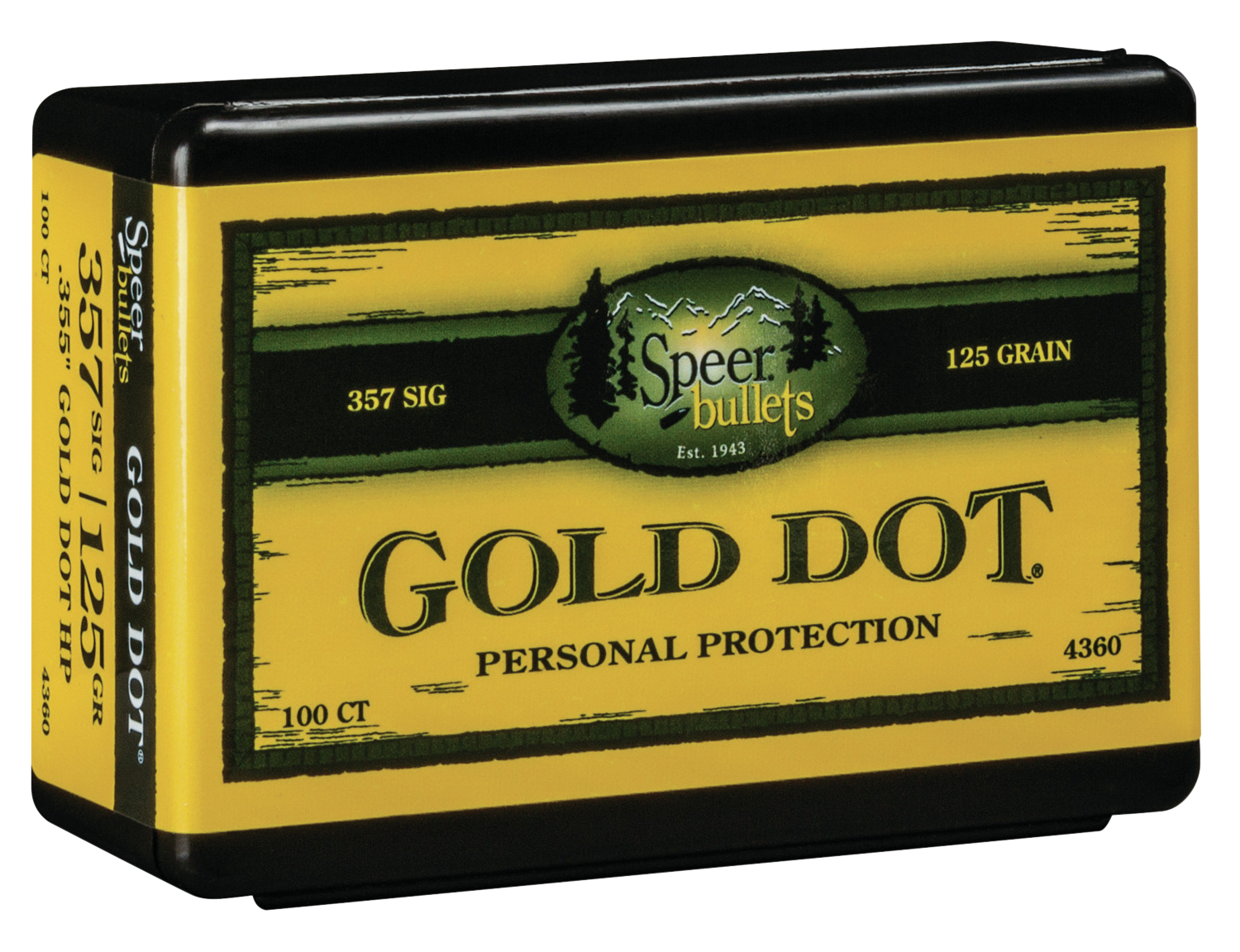 Speer Gold Dot Bullets 357 Sig, 38 Super (355 Diameter) 125 Grain Bonded Jacketed Hollow Point Box of 100