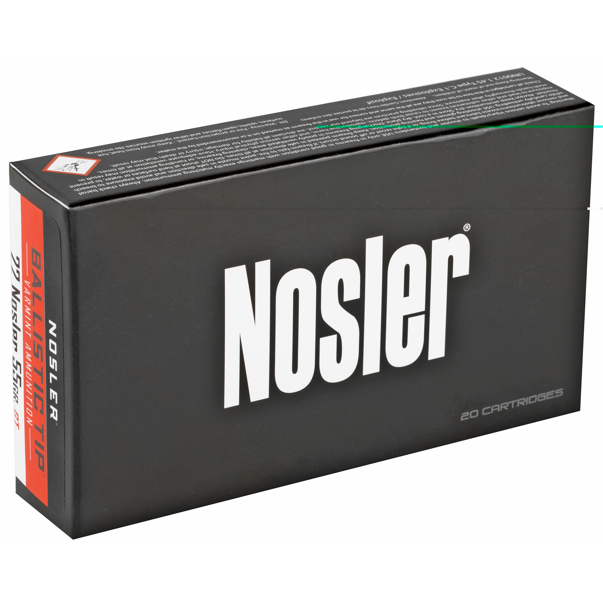 Nosler BT Varmint Ammunition 22 Nosler 55 Grain Ballistic Tip Varmint 20RD