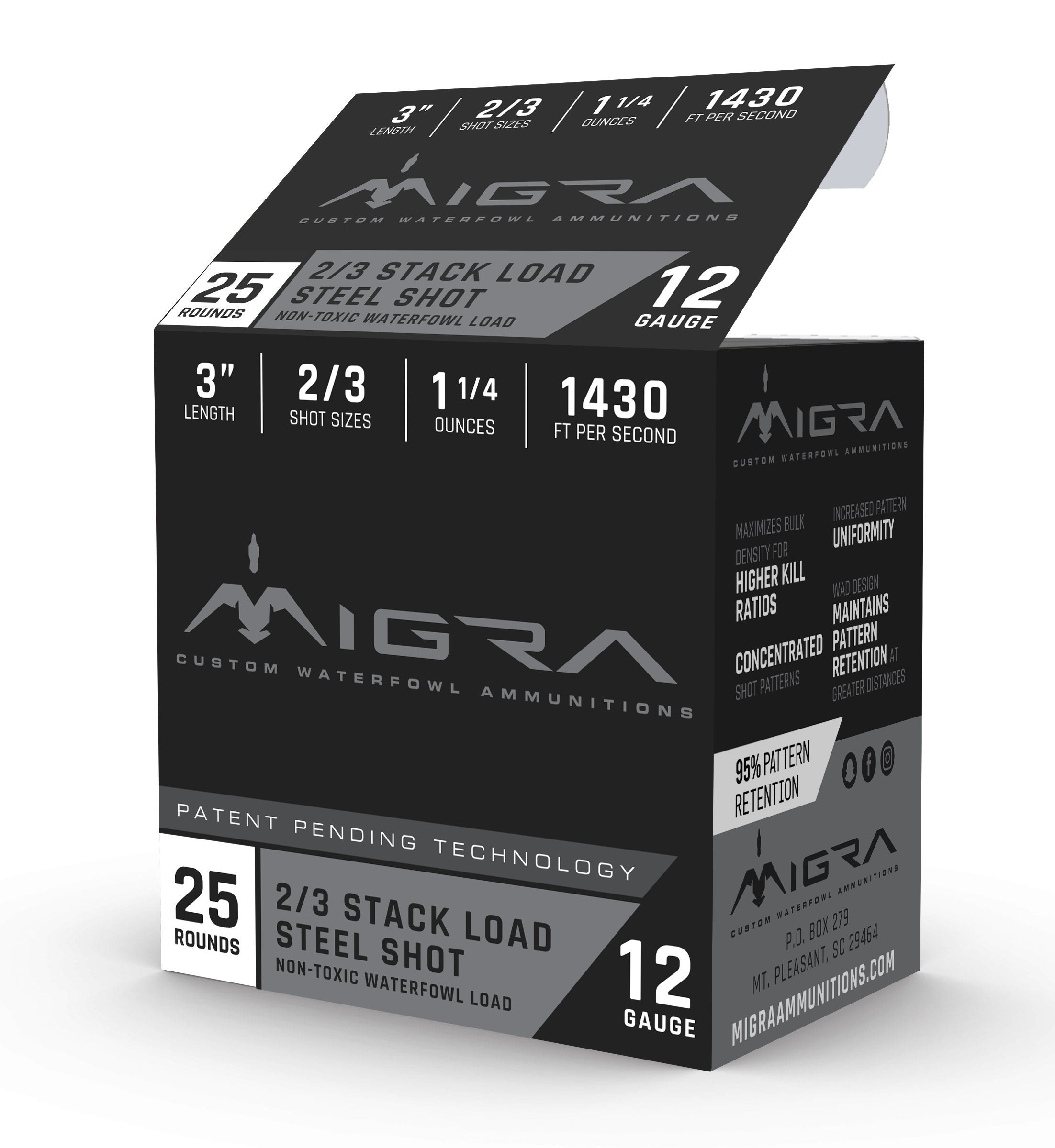 Migra Ammunitions M12S23 Combinational Hunting 12 Gauge 3" 1 1/4 oz 2/3 Shot 25 Per Box/ 10 Cs