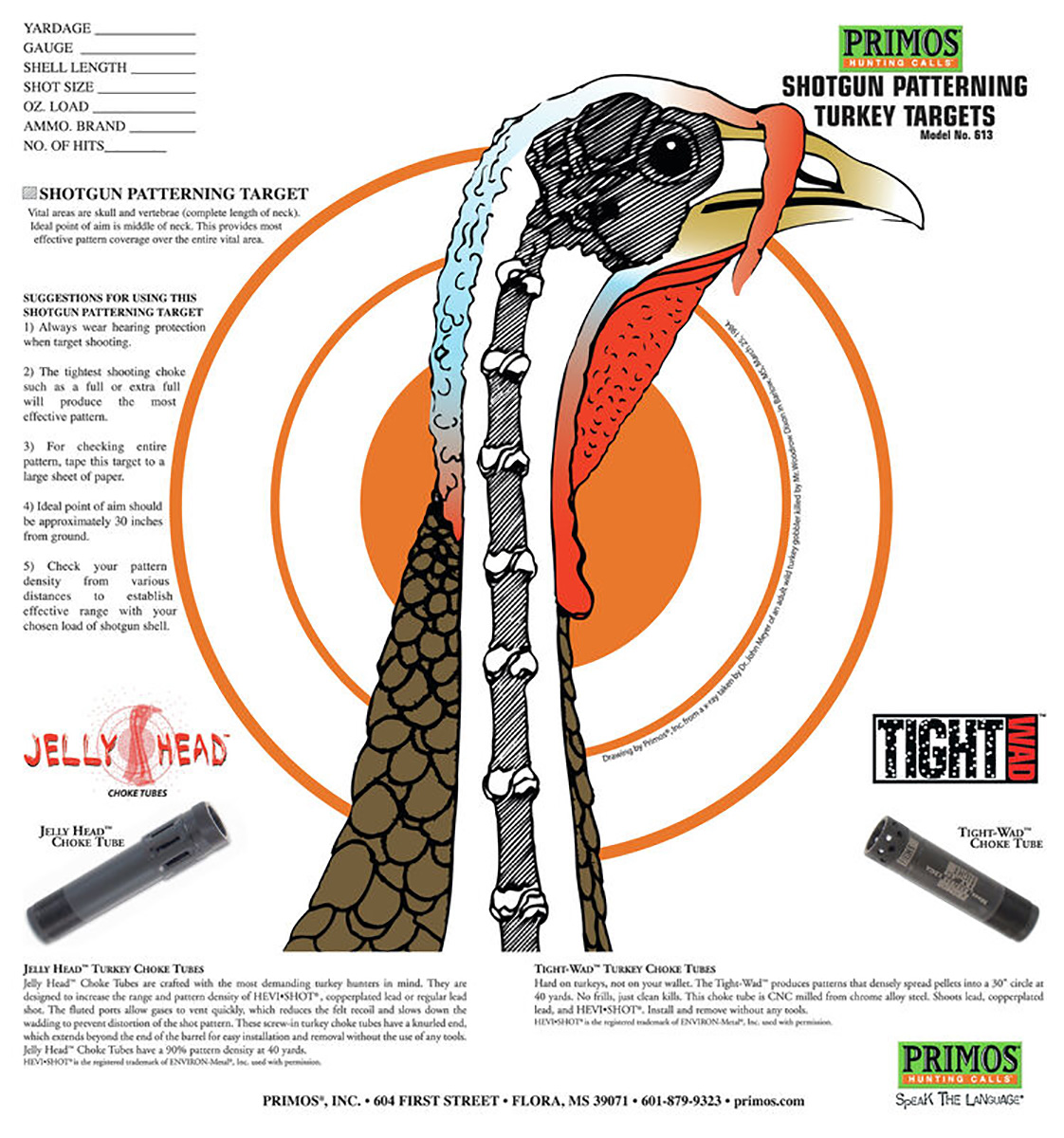 Primos 6041 Patterning TurkeyHanging Paper Targets, For Use With Shotgun 10.75" x 11.50" Multi-Color 12 PK