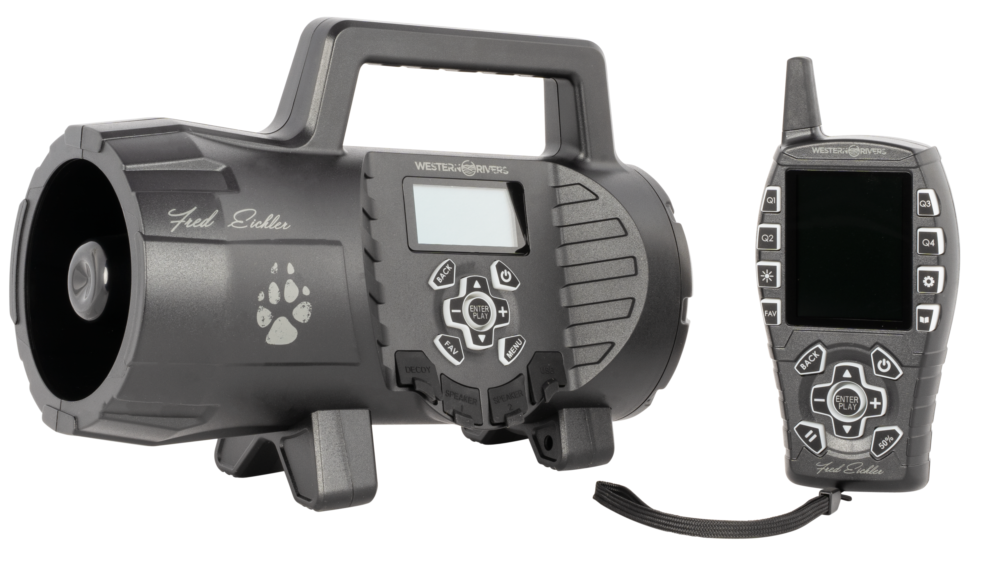 Western Rivers WRCEGCSS Eichler Single Speaker Electronic Call Multiple Sounds Attracts Predators Features Remote Control Black Plastic