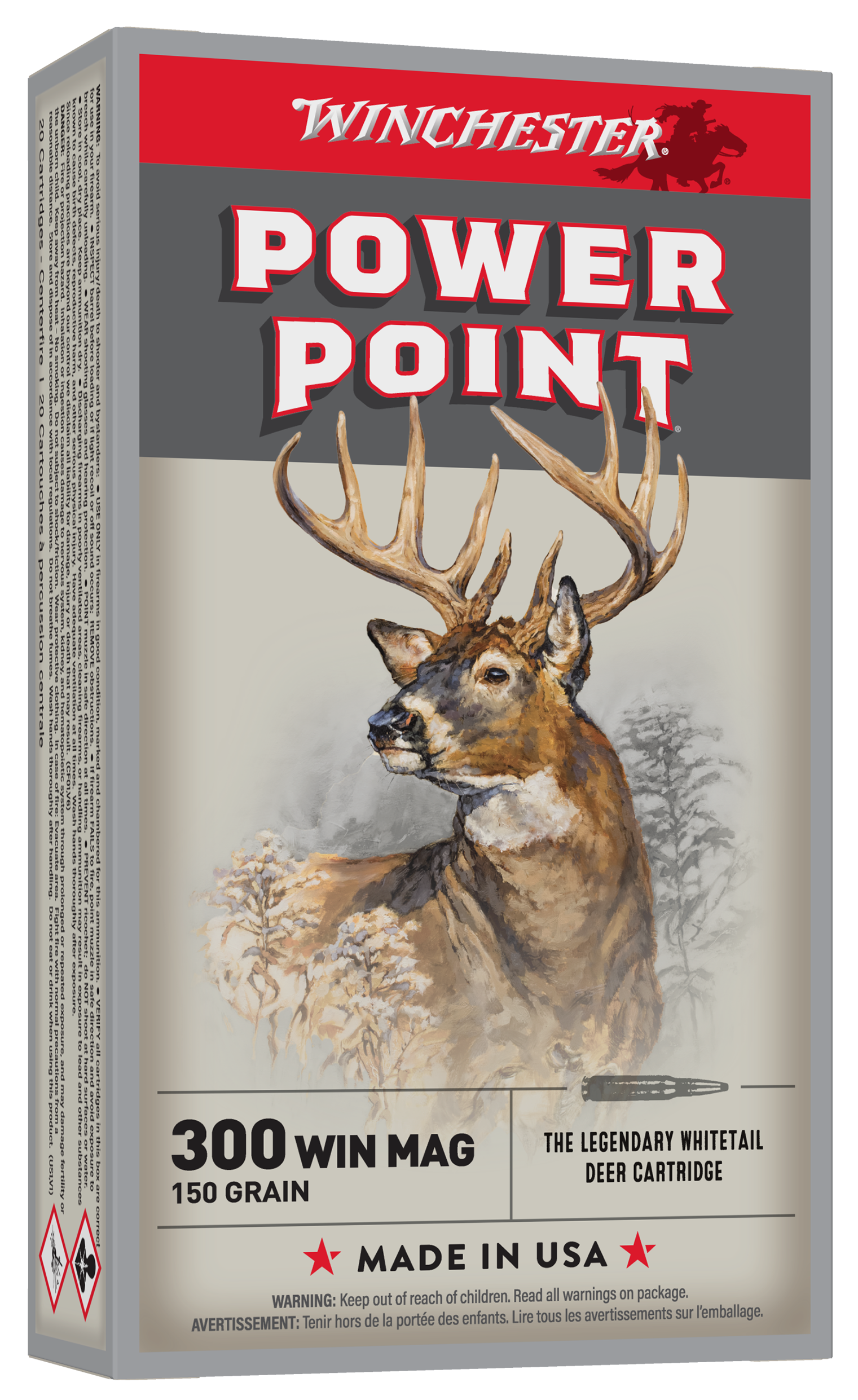 Winchester Power Point Ammunition 300 Winchester Magnum 150 Grain Power-Point 20RD