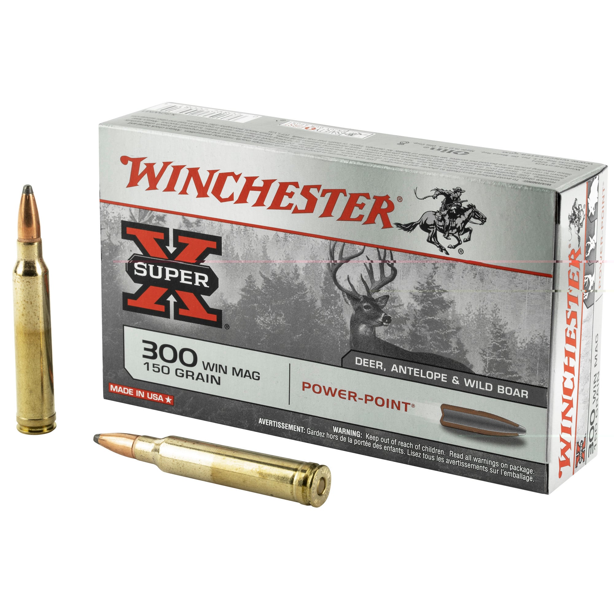 Winchester Power Point Ammunition 300 Winchester Magnum 150 Grain Power-Point 20RD