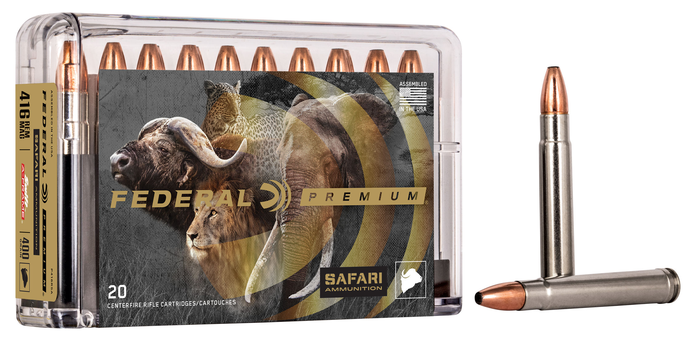 Federal Premium Safari Ammunition 416 Remington Magnum 400 Grain Swift A-Frame Soft Point 20RD