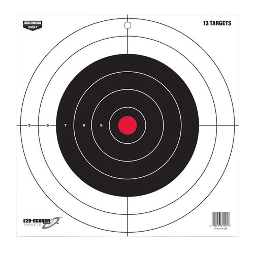 Birchwood Casey 37013 EZE-Scorer12" Bullseye Paper Hanging Pistol/Rifle Black/Red 13 Per Pkg